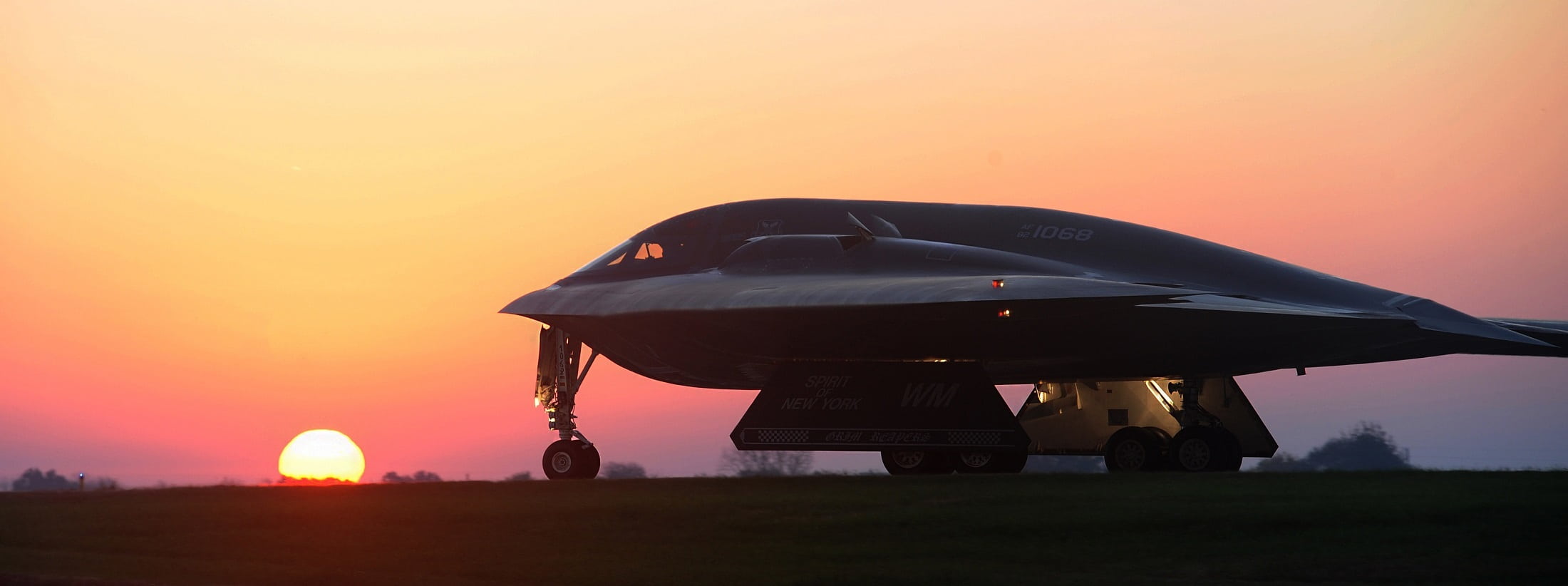 nature, built structure, jet, industry, tranquility, military, b2, defense, dusk, airplane, flightline, architecture, mode of transportation, 1080P, transportation, HD Wallpaper