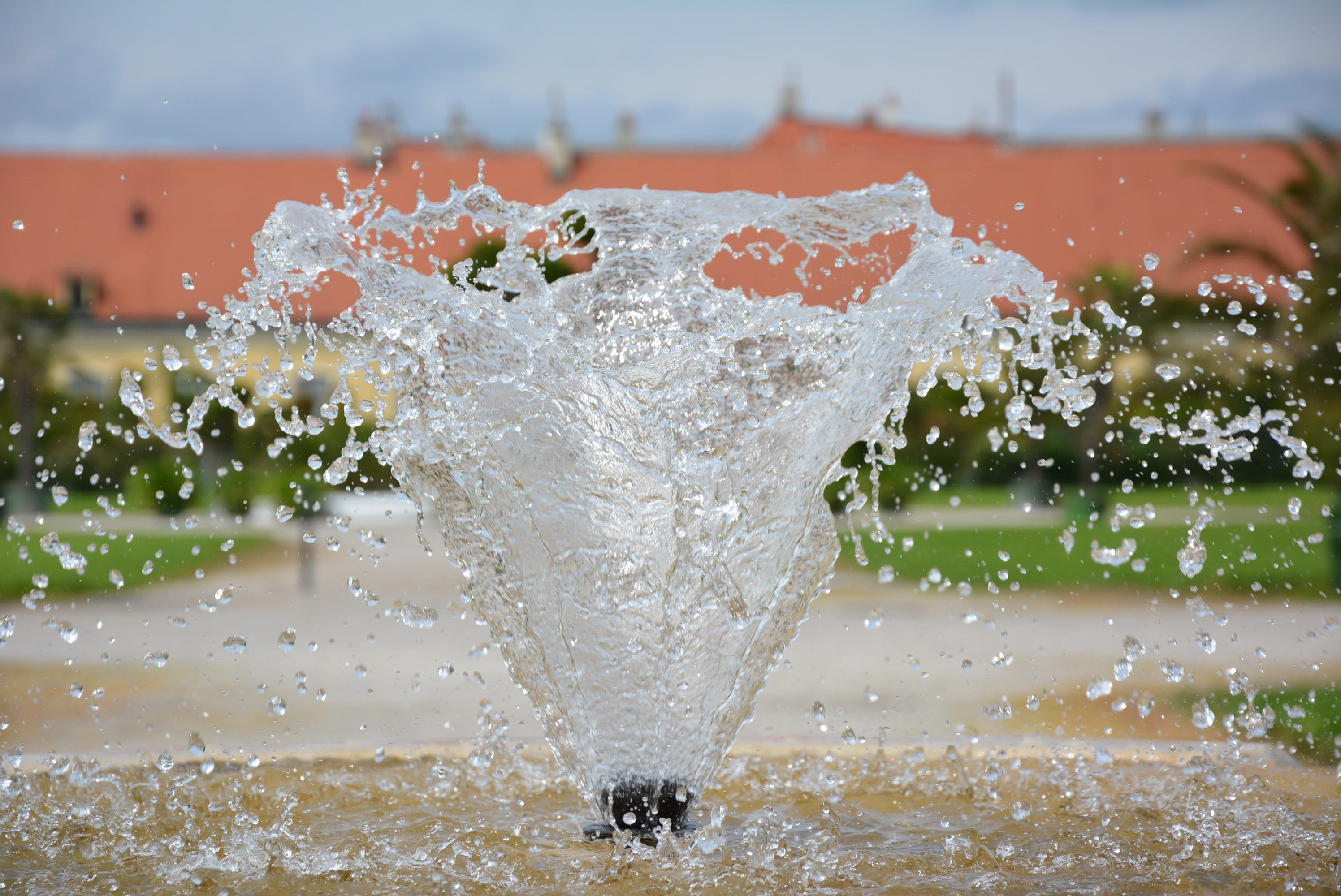 no people, schonbrunn, water, waterfall, wet, day, close-up, fantastic, drop, focus on foreground, vienna, 2K, sea, sky, wien, tree, outdoors, scenics - nature, HD Wallpaper