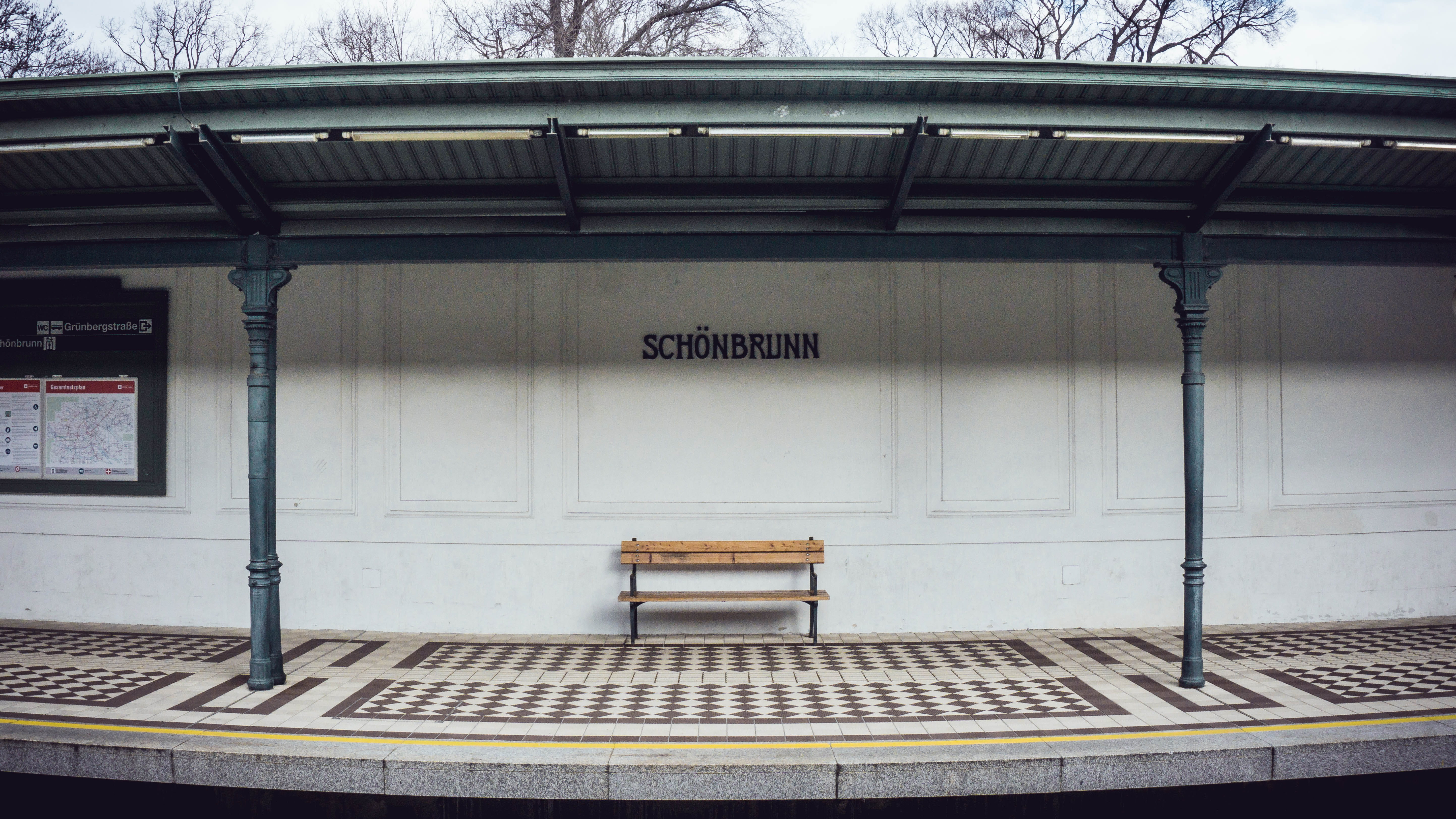 rail transportation, western script, architecture, day, bench, text, seat, railroad station, built structure, train, communication, wall - building feature, HD Wallpaper