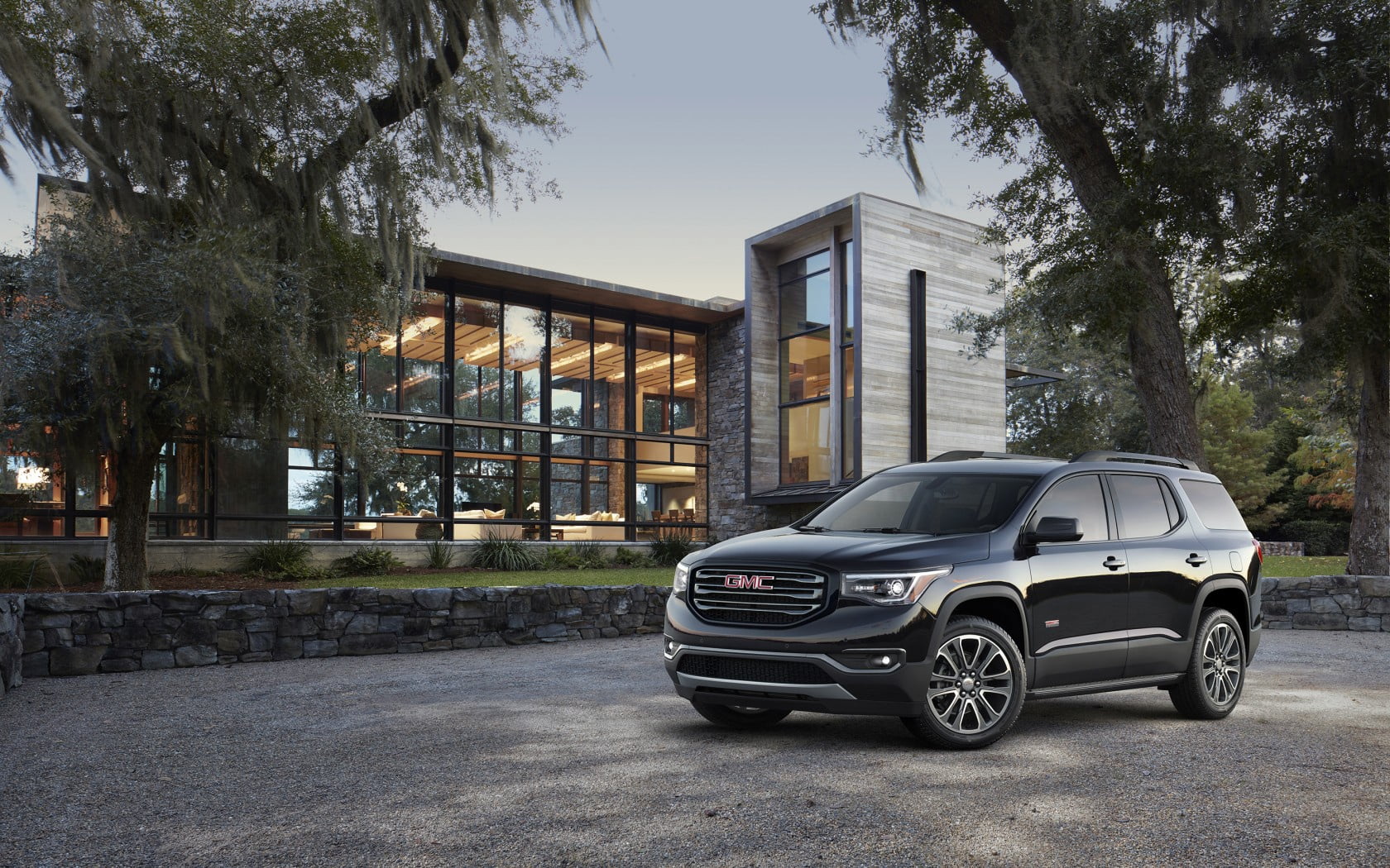 acadia, garage, 2017, land Vehicle, plant, technology, car, 720P, suv, outdoors, wheel, gmc, city, black, mode of Transport, editorial, building, fuel and Power Generation, HD Wallpaper