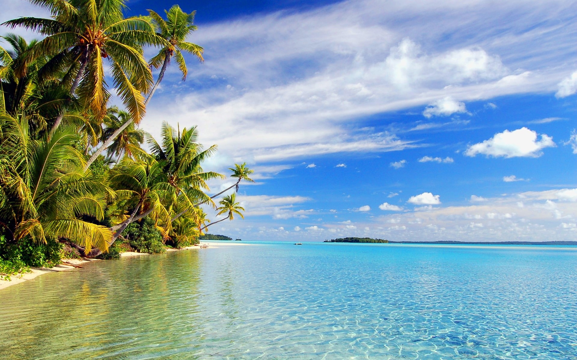 ocean, water, lagoon, Beach, 1080P, aitutaki, Nature, HD Wallpaper