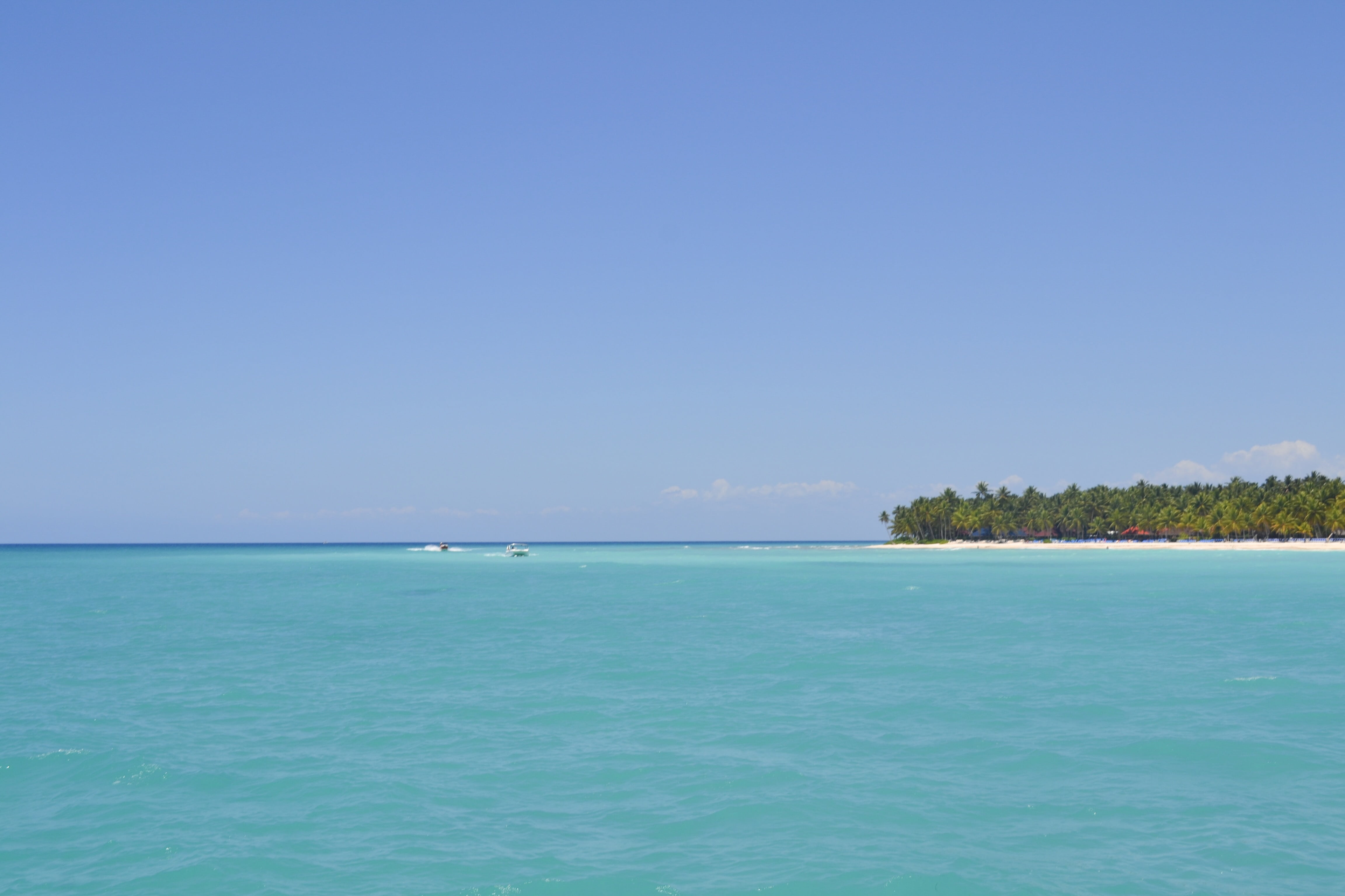 blue sea, tranquil scene, turquoise colored, dominican republic, scenics - nature, island, blue, day, saona island, clear sky, copy space, sea, land, lagoon, HD Wallpaper