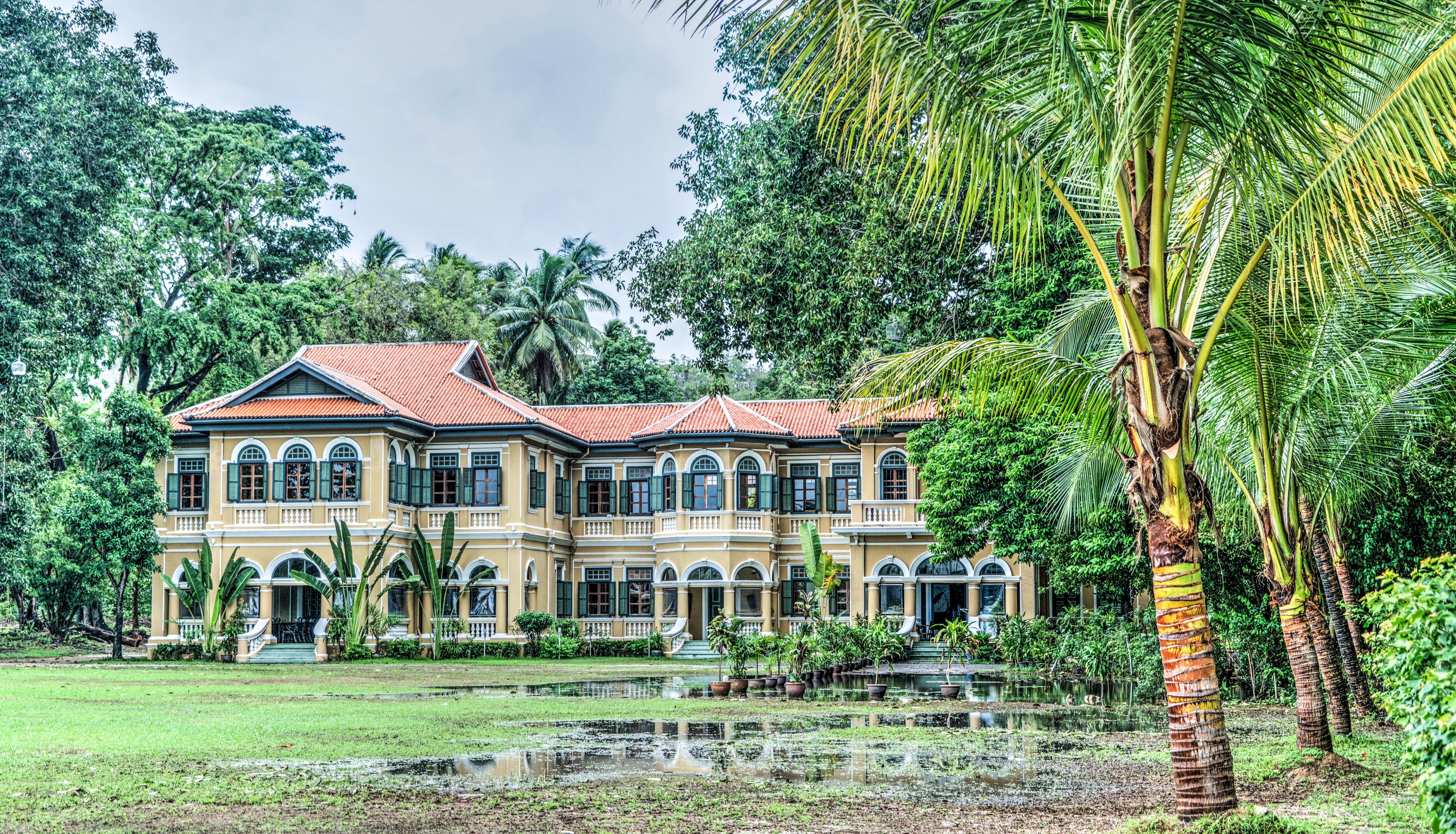 Architecture, beautiful landscape, coconut palm tree, outdoors, landscape, outdoor, palm trees, summer, house, home ownership, island, Thailand, building, HD Wallpaper