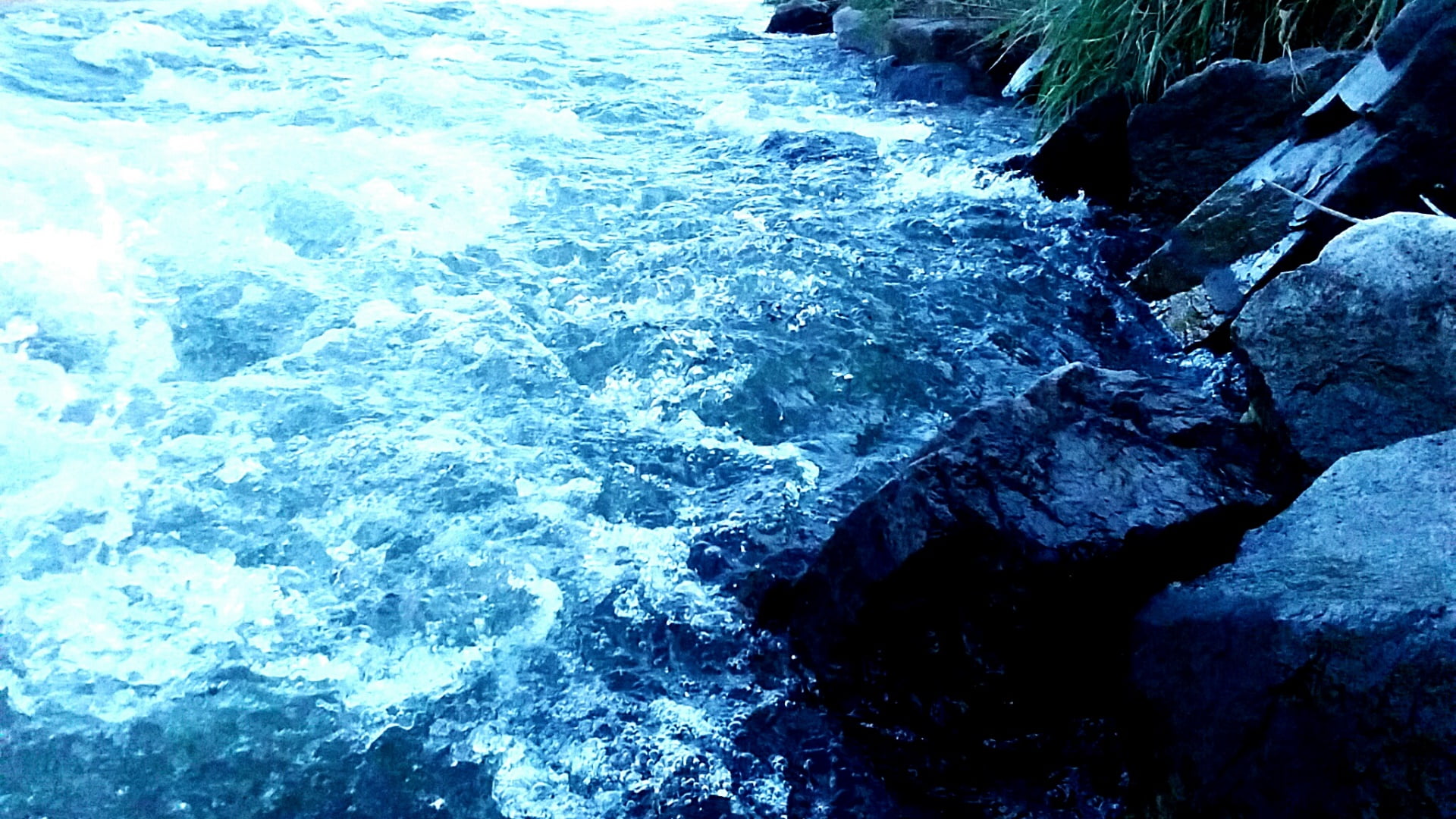 land, outdoors, high angle view, water feature, computer, water, tributary, day, river, no people, power in nature, blue water, stream, sky, rock - object, HD Wallpaper