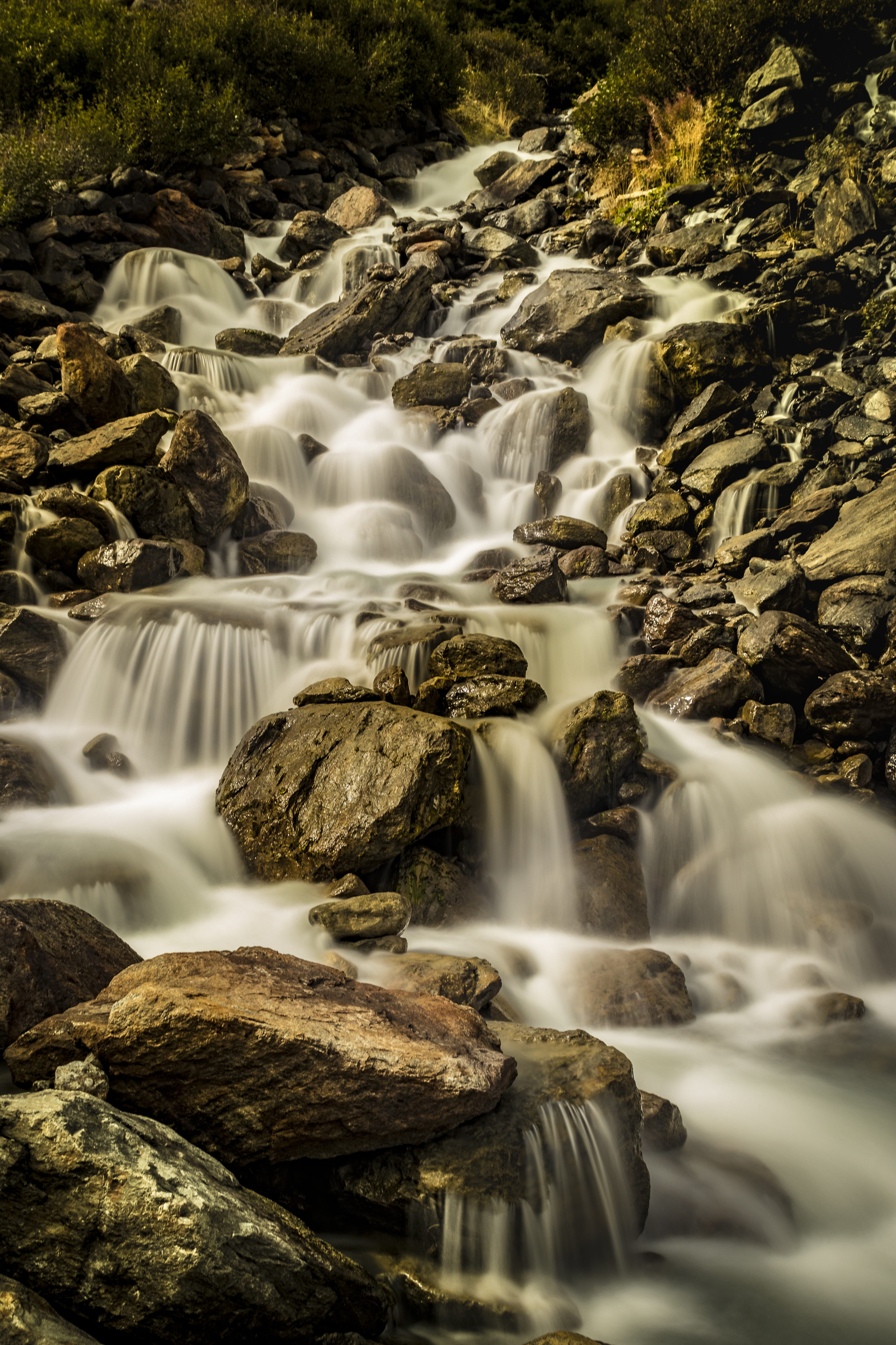 waterfalls, blurred motion, scenics - nature, waterfall, fluent, environment, no people, land, water, forest, creek, waters, mood, tree, running water, Phone HD Wallpaper