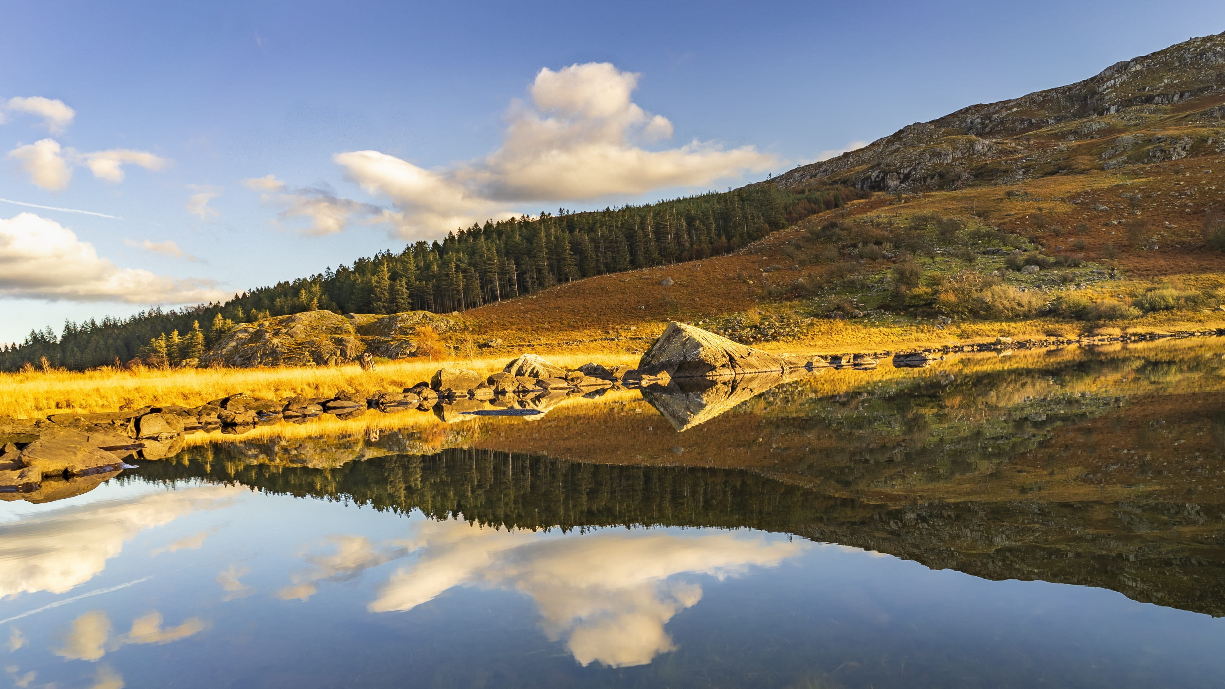 snowdonia, snowdon, natural, scenic, landscape, idyllic, no people, tranquil scene, tree, water, 4K, nature, beauty in nature, sky, non-urban scene, reflection, HD Wallpaper