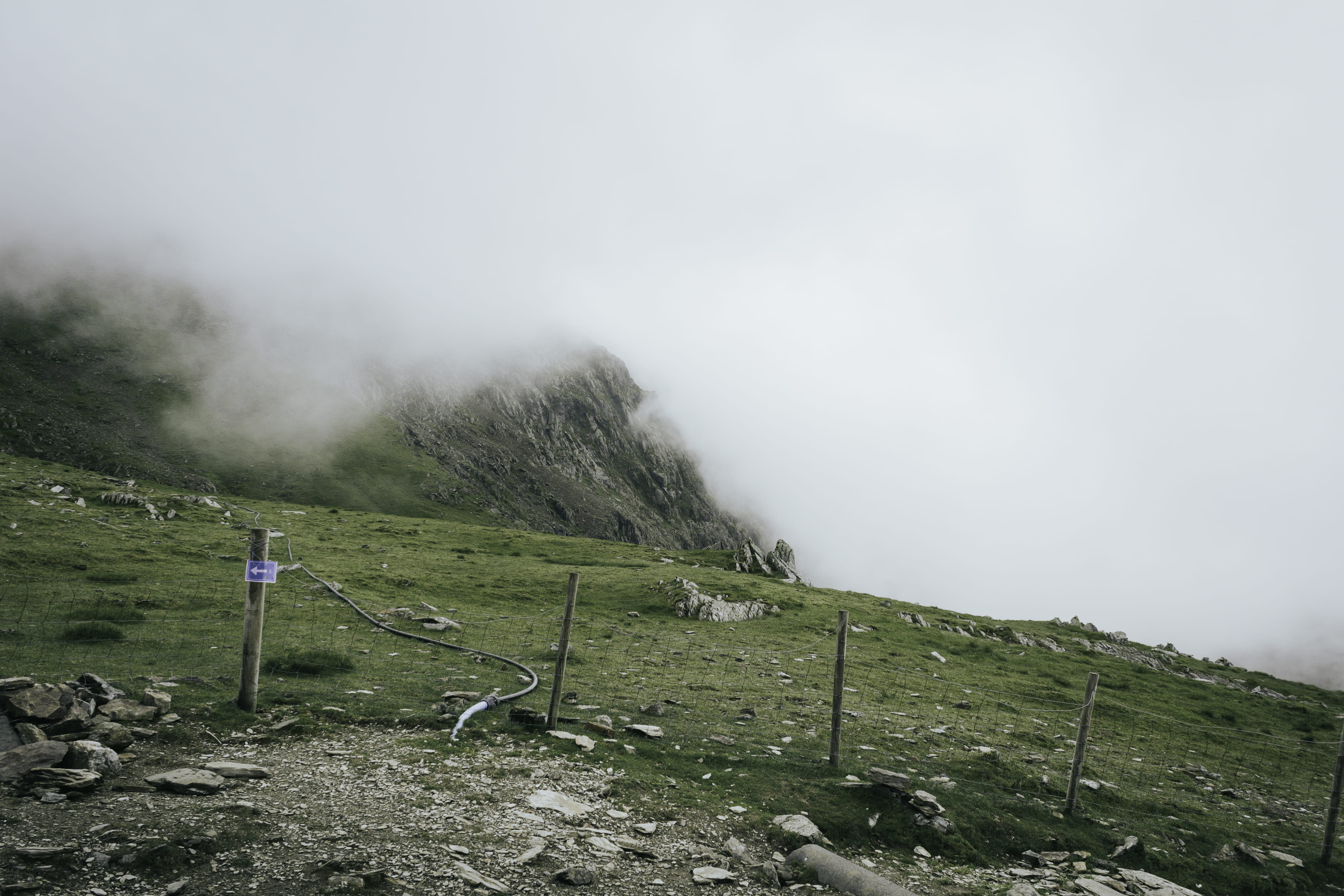 cloud - sky, fog, landscape, land, climb, countryside, no people, tranquil scene, outdoors, beauty in nature, nature, clouds, sky, mountain, boundary, wales, HD Wallpaper