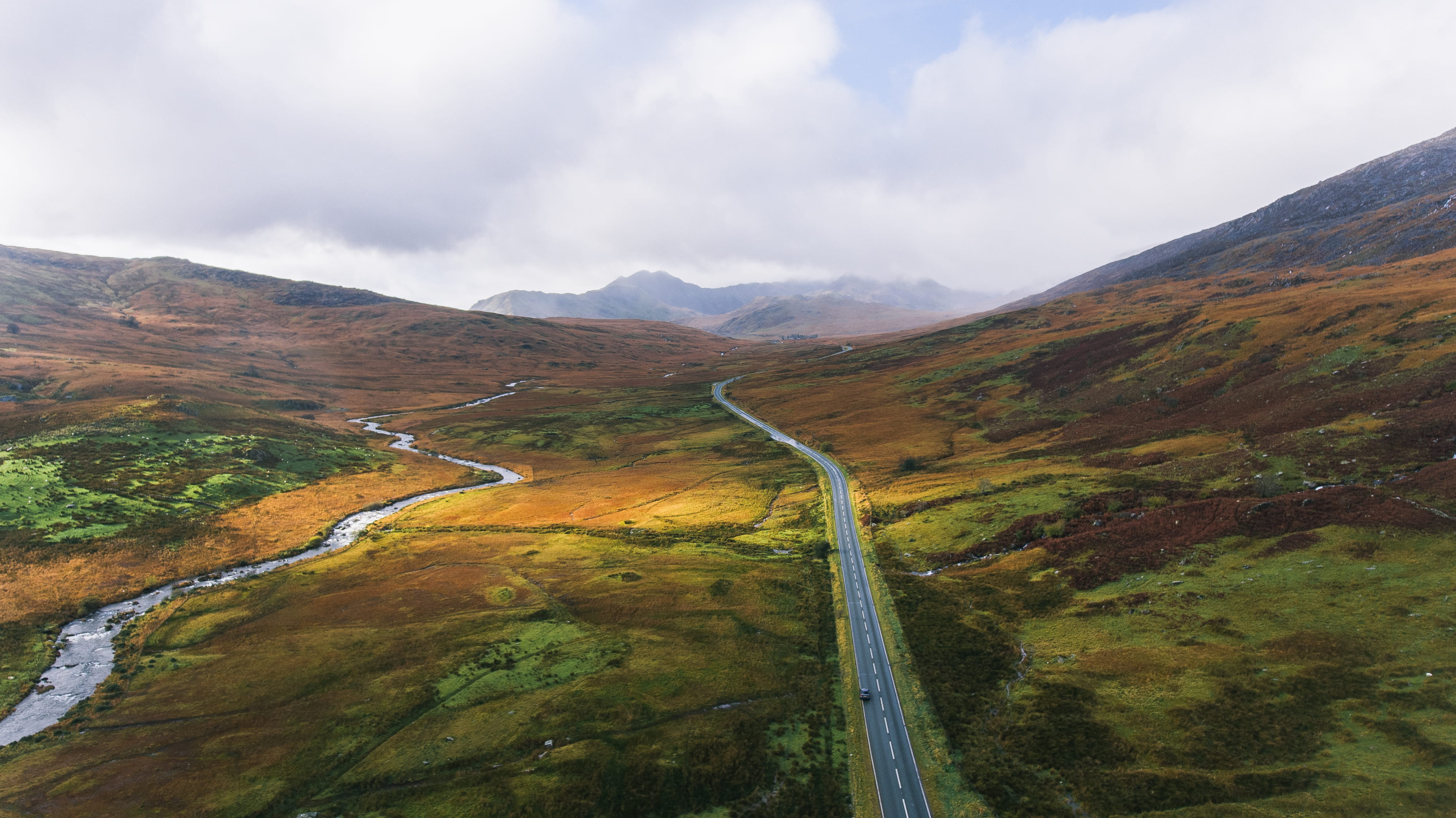 non-urban scene, environment, no people, blaenau ffestiniog, 4K, high angle view, sky, outdoors, transportation, idyllic, cloud - sky, tranquility, water, HD Wallpaper