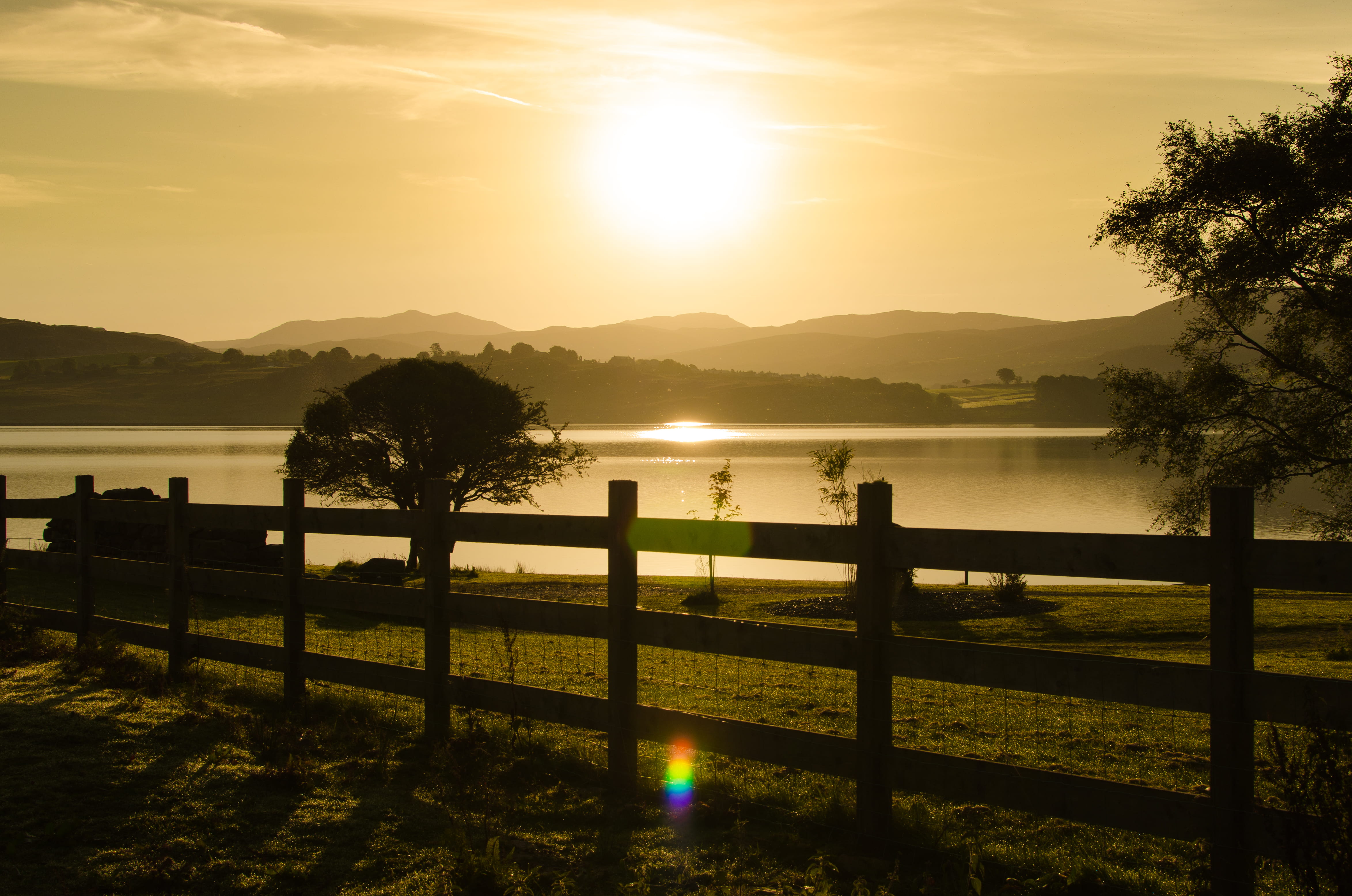 betws-y-coed, sunset, barrier, sky, boundary, sea, outdoors, water, beauty in nature, united kingdom, tree, countryside, plant, tranquil scene, tranquility, HD Wallpaper
