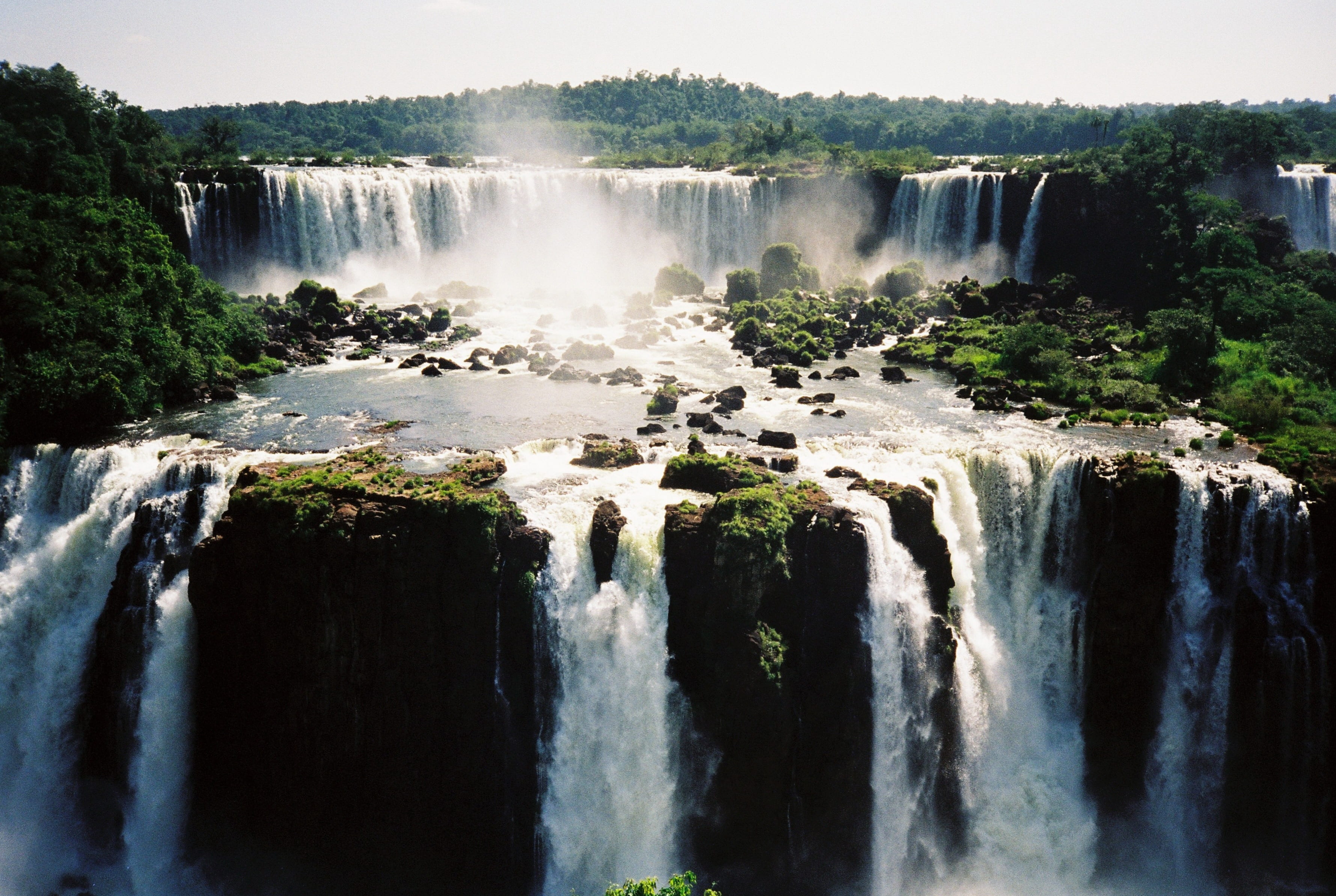 brazil, iguazu, beauty in nature, solid, waterfall, outdoors, tourism, travel, environment, scenics - nature, flowing, rock - object, long exposure, day, HD Wallpaper