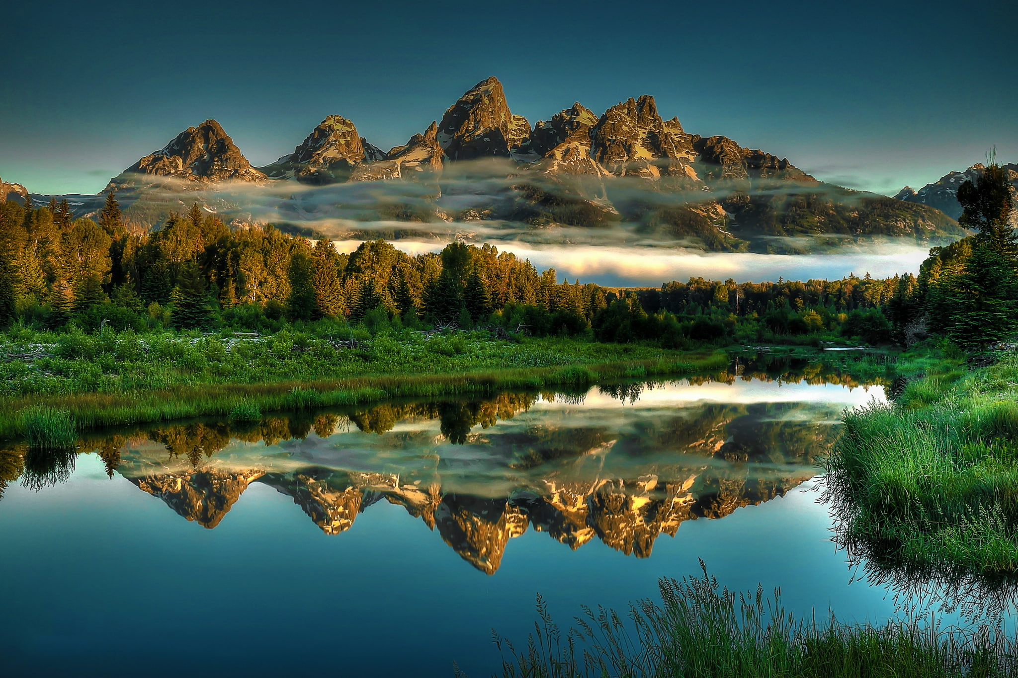Jackson, 1080P, Reflections, Grand, Landscapes, Hole, National, Teton, Park, Beaver, Ponds, HD Wallpaper
