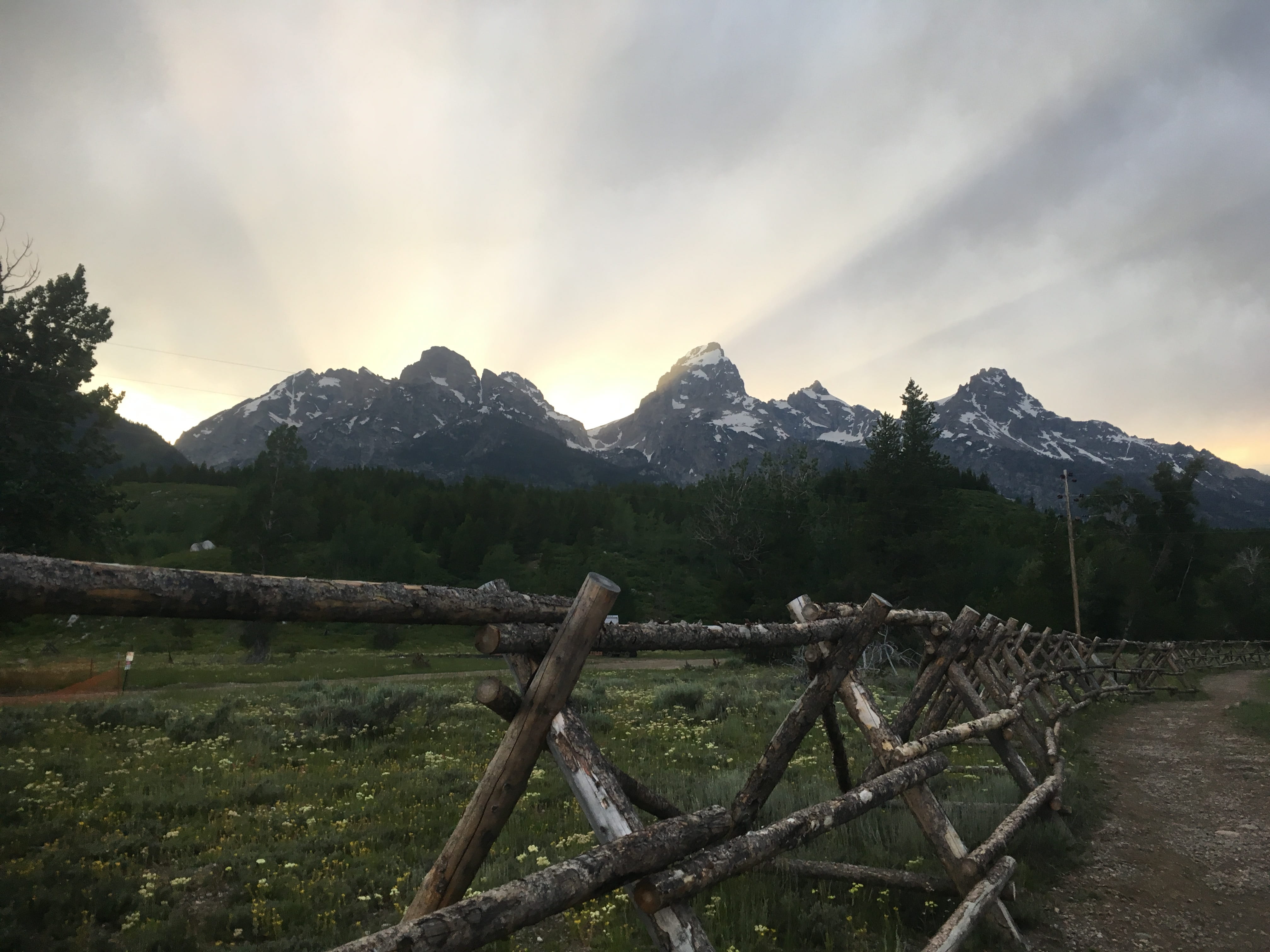 sky, unnamed road, mountain, mountain range, tetons, united states, mountain peak, beauty in nature, jackson hole, moose, nature, wood, land, idyllic, mountains, HD Wallpaper