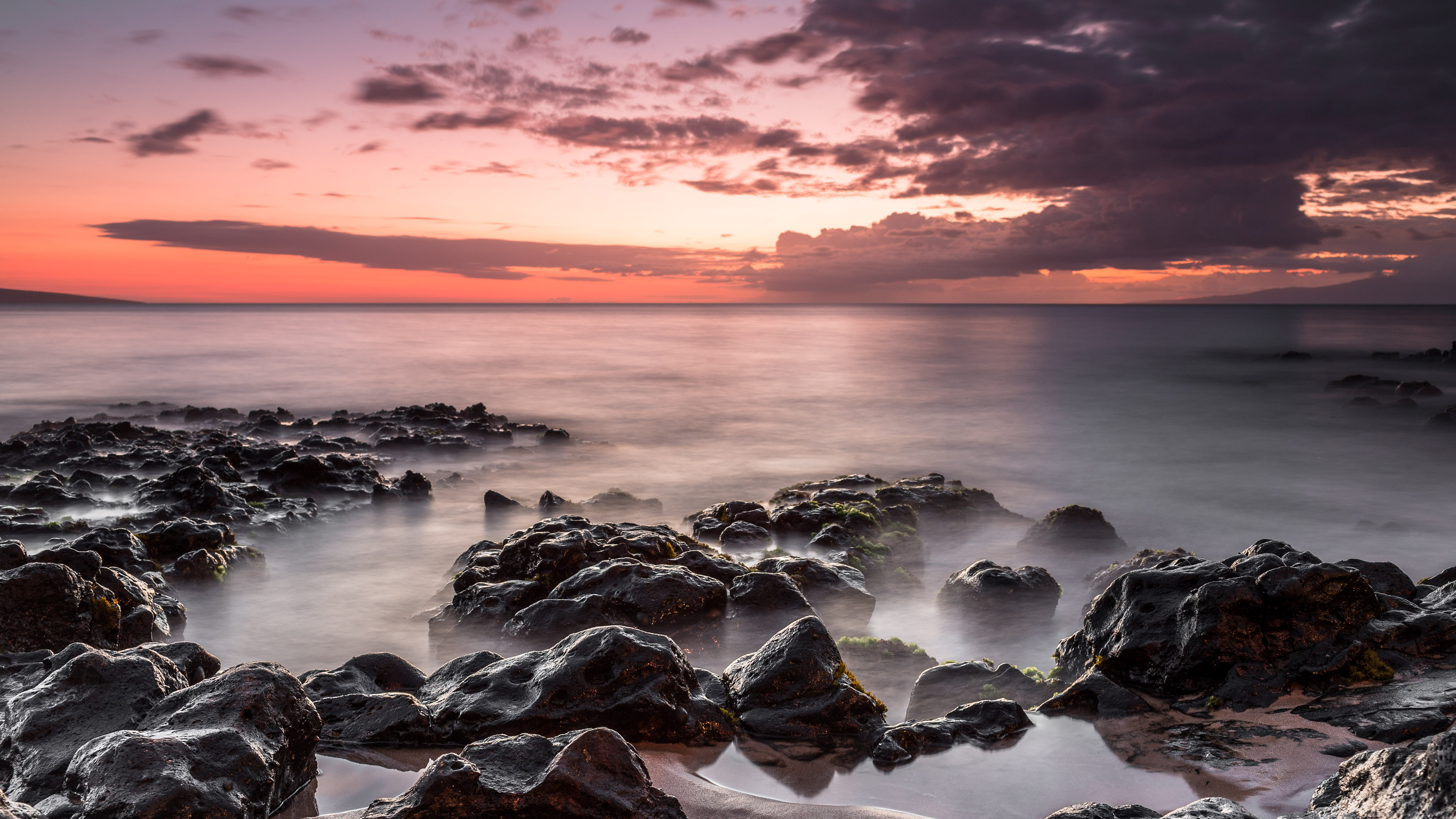 Island  beach, beach, maui, outdoors, water, seascape, tropical  waves, sky, Kihei, landscape, 5K, time, long exposure, colorful, Lost in forever, cloud - Sky, HD Wallpaper