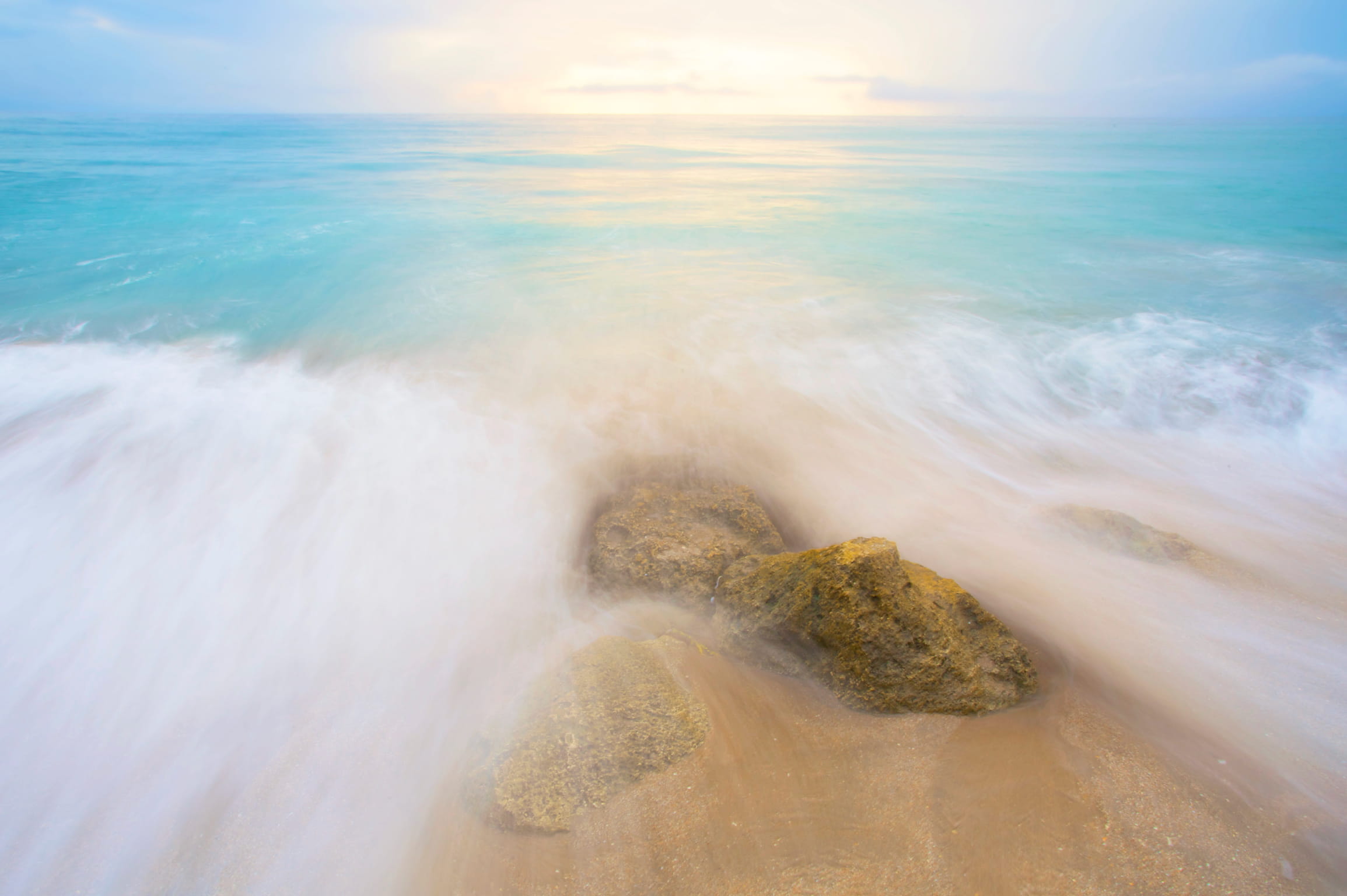 beach, surf, rock, coastline, 1080P, outdoors, blue, sand, lapse, time, wave, nature, landscape, sea, idyllic, horizon, land, photography, tranquility, HD Wallpaper