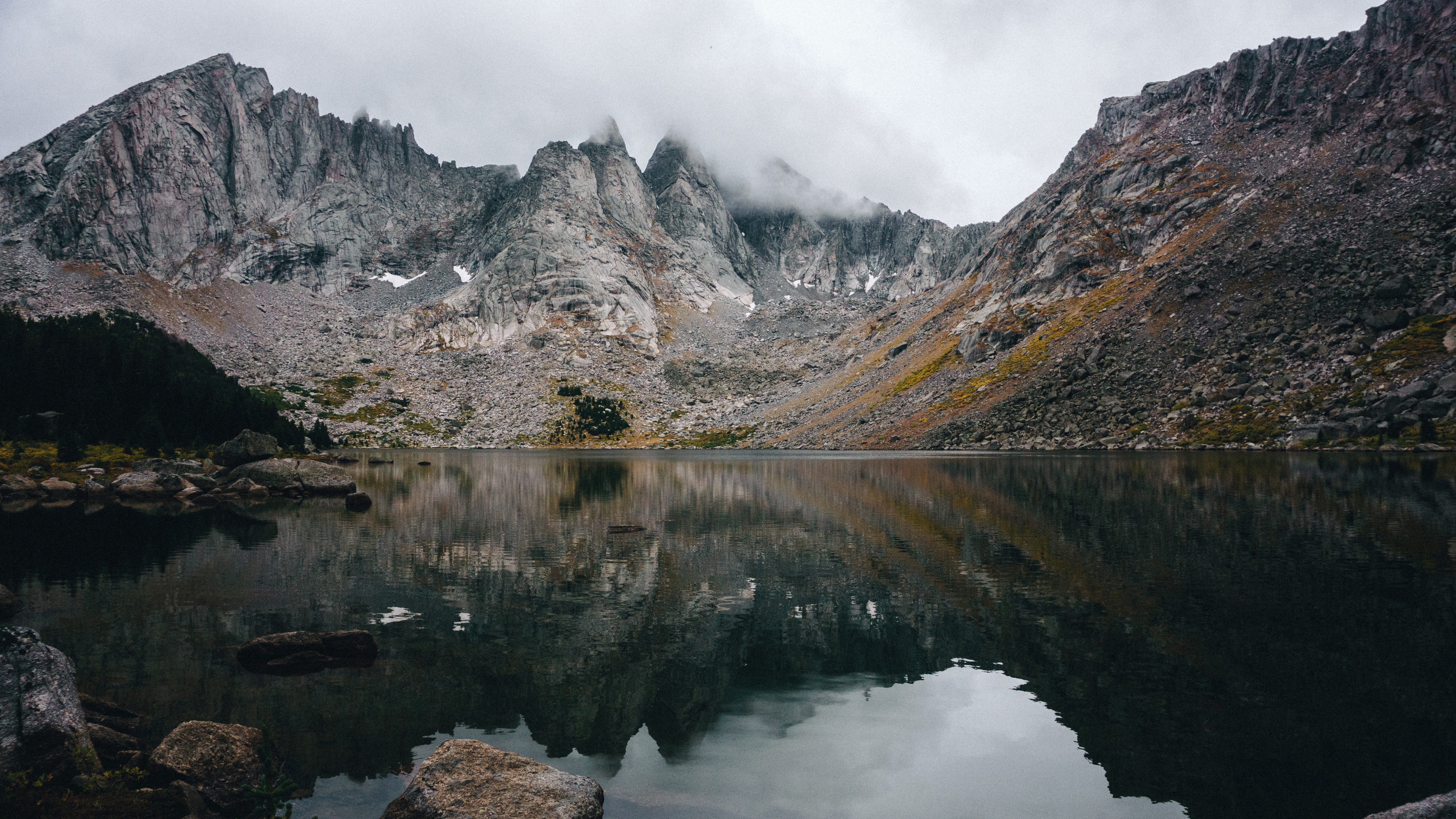 travel, cold temperature, scenic, dramatic landscape, reflection lake, water, fog, pine woodland, travel destinations, tranquil Scene, scenics, no People, HD Wallpaper