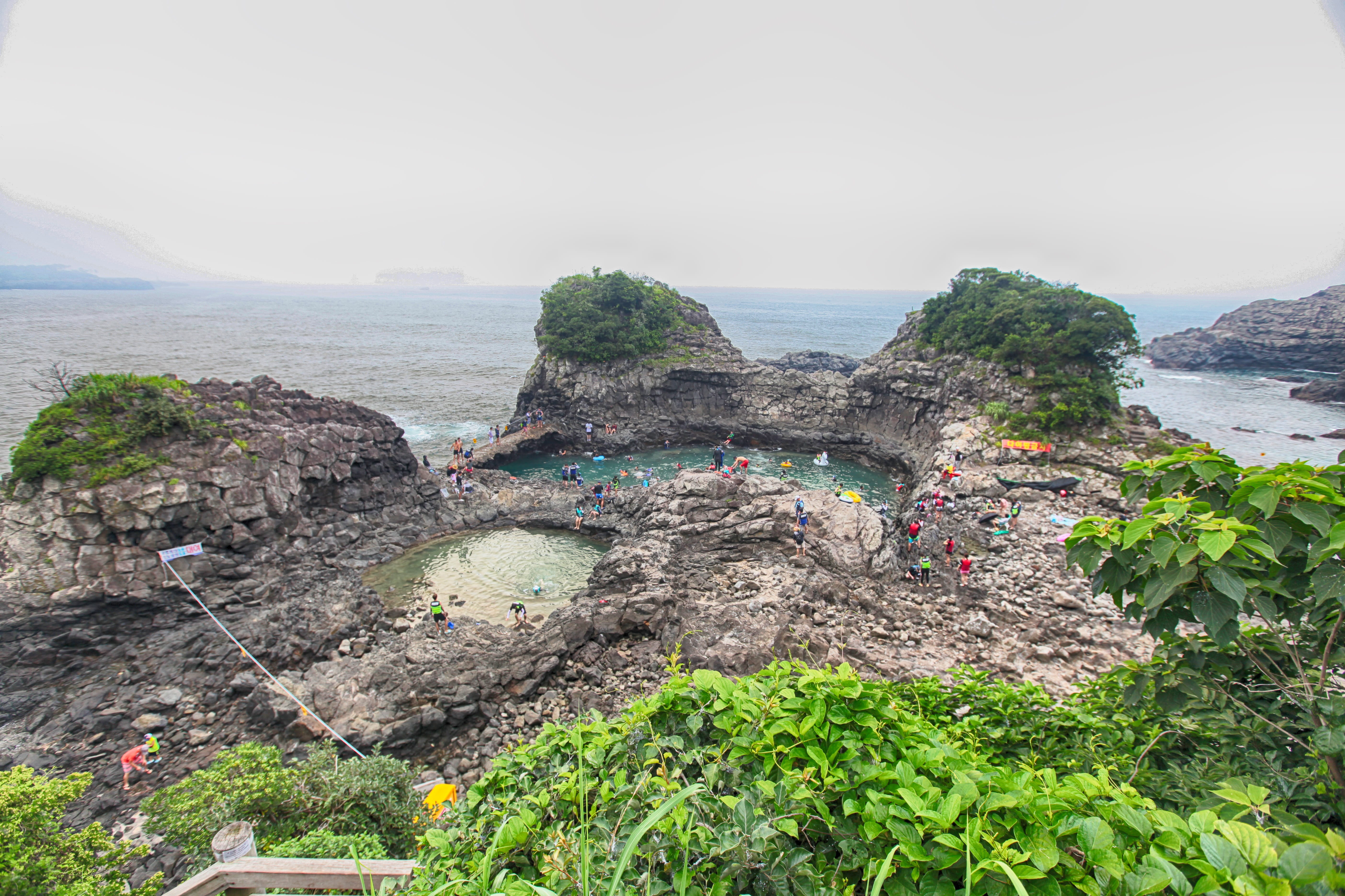 pool, blue sea, day, no people, pollution, rock, Seogwipo, beach, water, plant, beauty in nature, scenery, bathing beach, the very, jeju, the south coast, HD Wallpaper