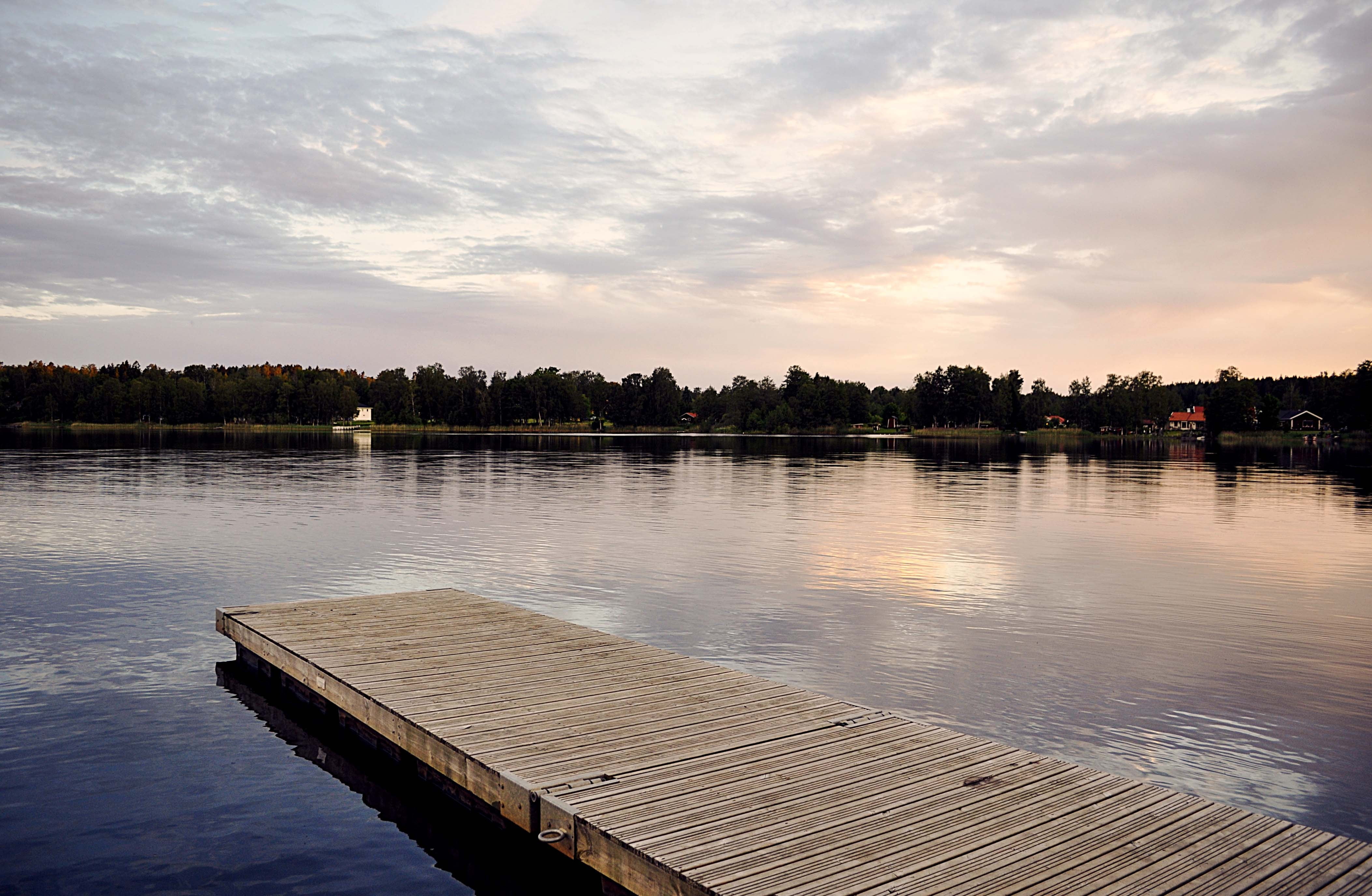 outdoors, jetty, travel destinations, summer, tranquil scene, pier, still, non-urban scene, nature, cloud - sky, sky, 4K, tranquility, reflection, sweden, HD Wallpaper