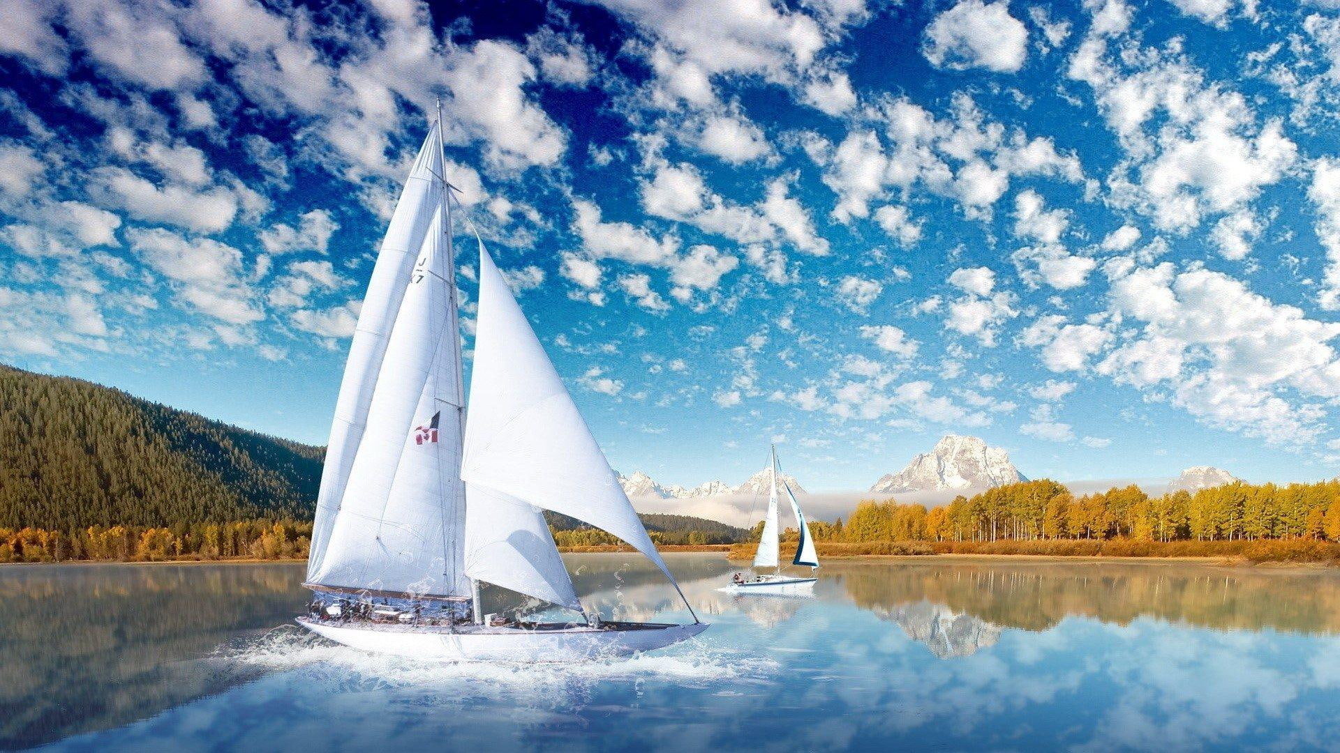 nature, nature and landscapes, scenery, waterscapes, sailing, 1080P, boats, fantastic, sailboats, HD Wallpaper