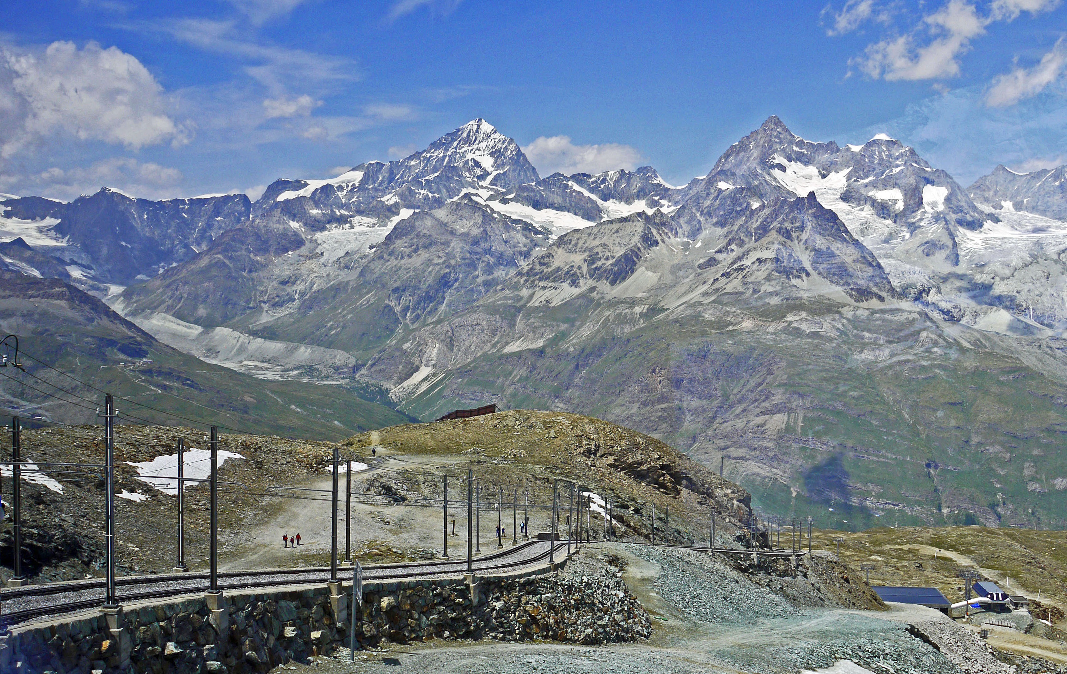 gornergrat, la dente blanche, matterhorn region, landscape, narrow gauge railway, valais nature, mountain range, travel, zermatt, scenics - nature, sky, HD Wallpaper
