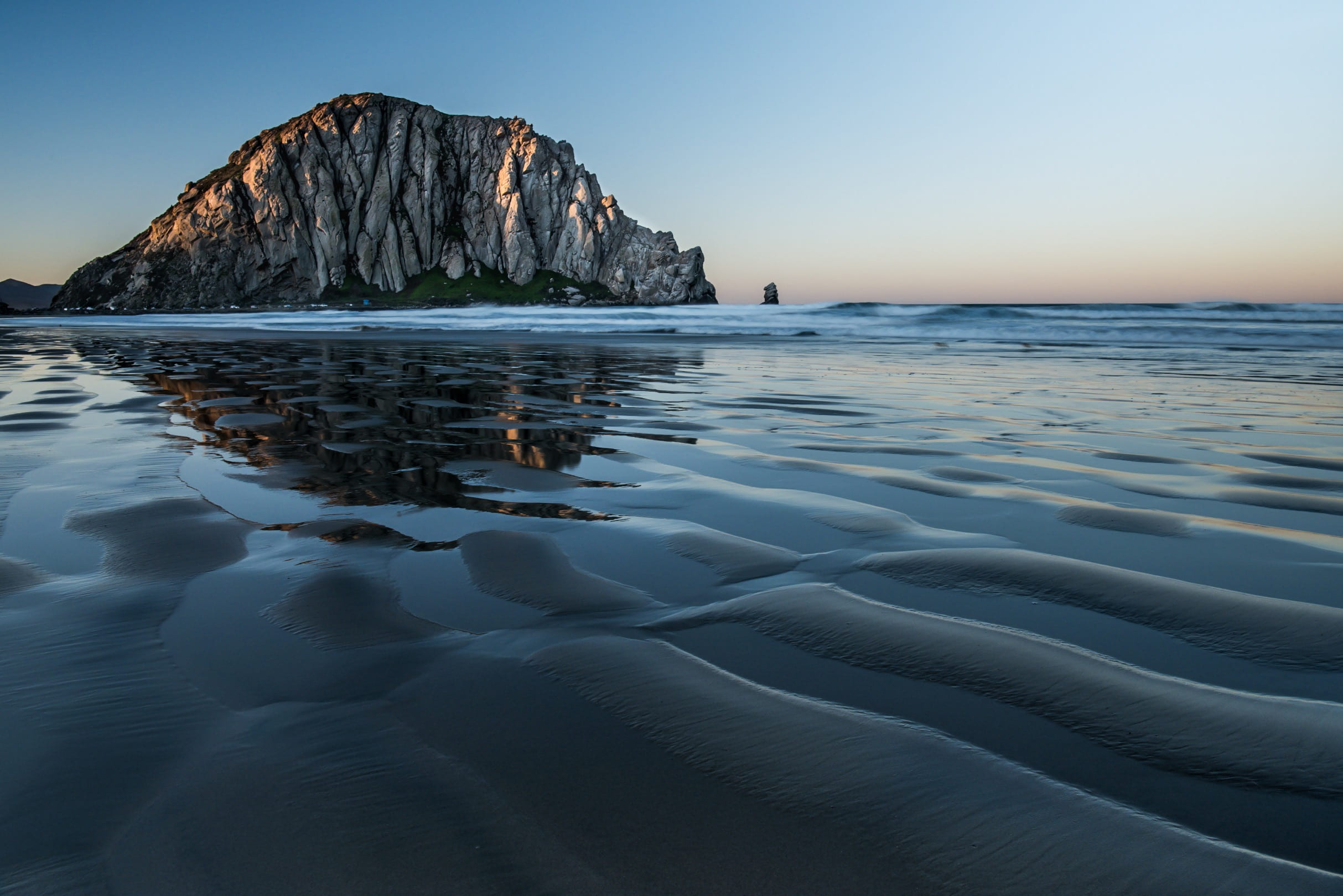 land, blue, landscape, outdoors, scenics - nature, sea, 1080P, calm, nature, dusk, beauty in nature, horizon, tranquility, rock, beach, body, solid, formation, HD Wallpaper
