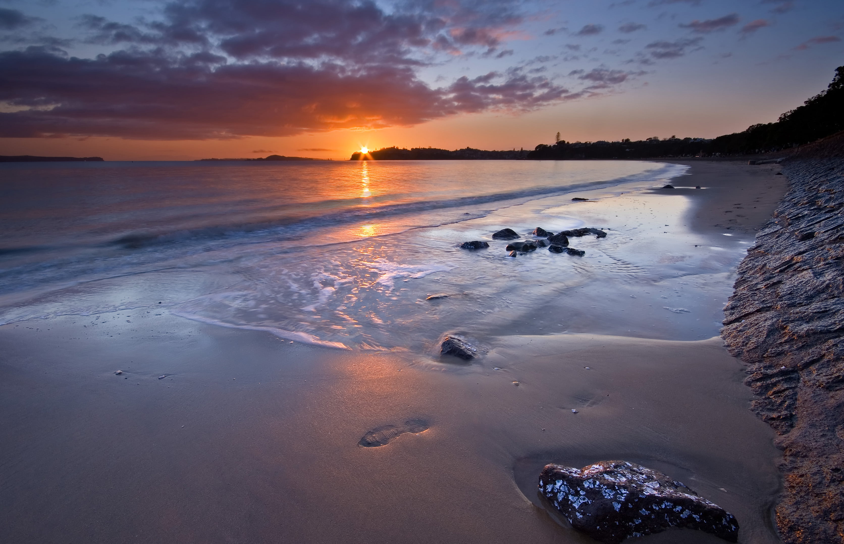 nature, sky, beach, sunset, dawn, Kohi, sand, nz, Sunrise, Elite, Photography, mission  bay, water, auckland, coastline, outdoors, I Wish, singh ray, graduated  nd  filter, HD Wallpaper
