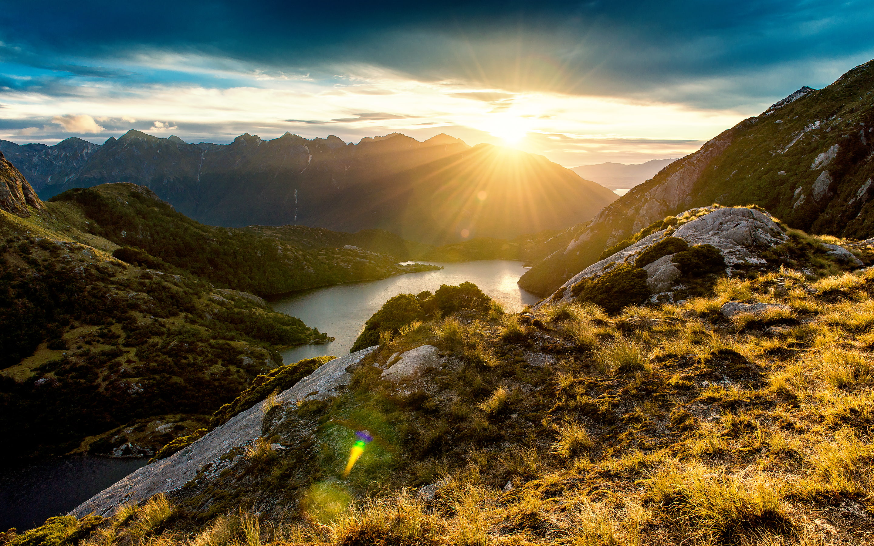 sunrise, Mountain, 2K, Fiordland, HD Wallpaper