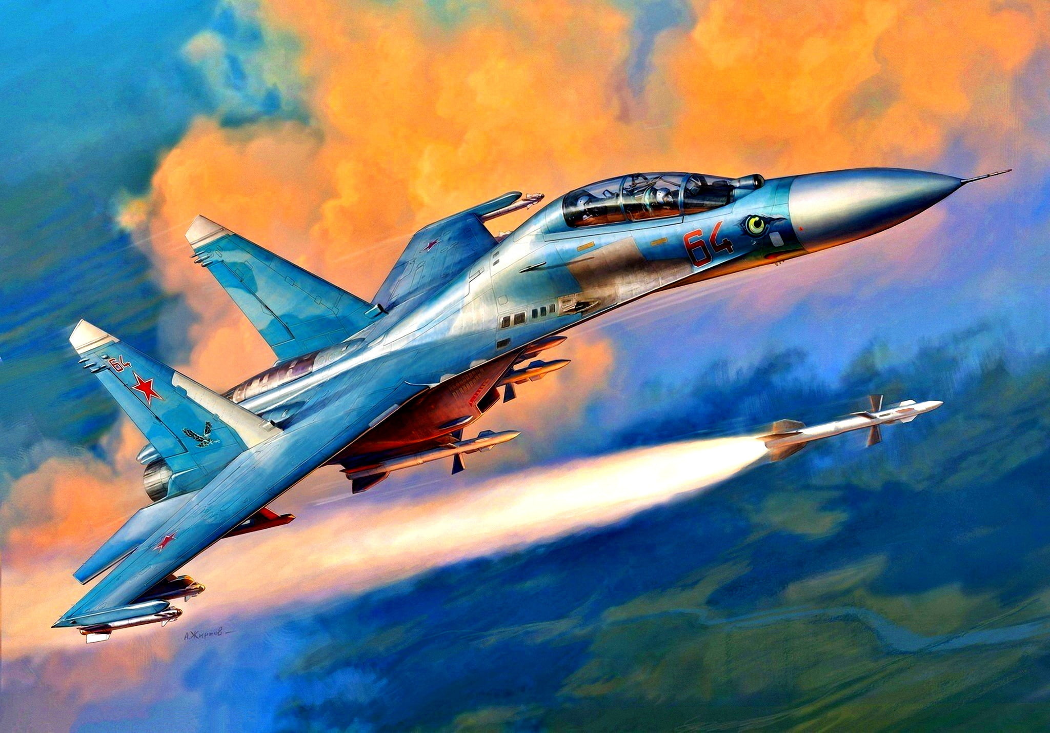 Double, training combat fighter, first flight:1985, Rocket, Videoconferencing Russia, 1080P, modification of aircraft su-27, supersonic, HD Wallpaper