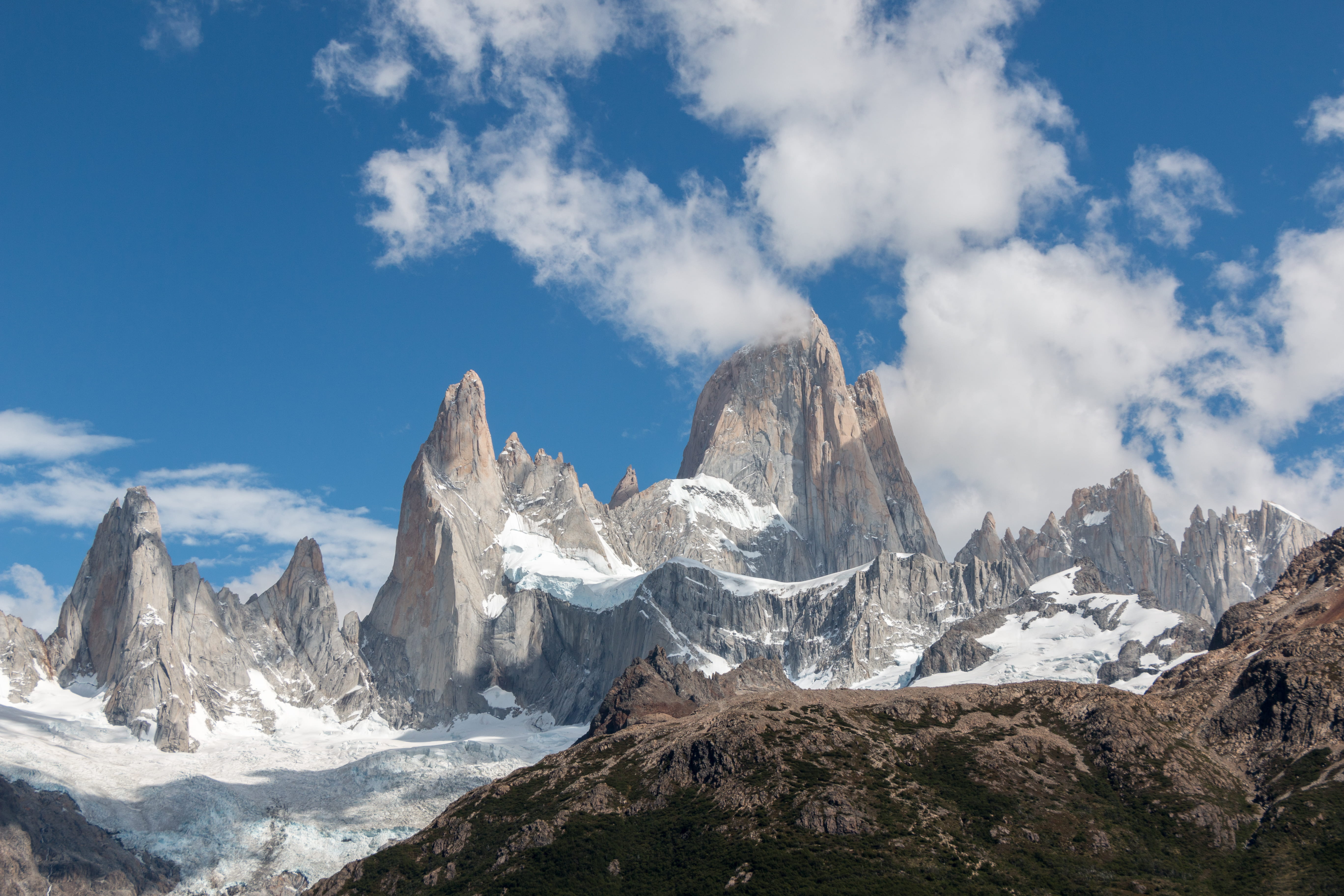 mountains, height, mountain range, clouds, landscape, mountain, cold temperature, ice, environment, range, rock, stony, winter, argentina, tranquility, HD Wallpaper