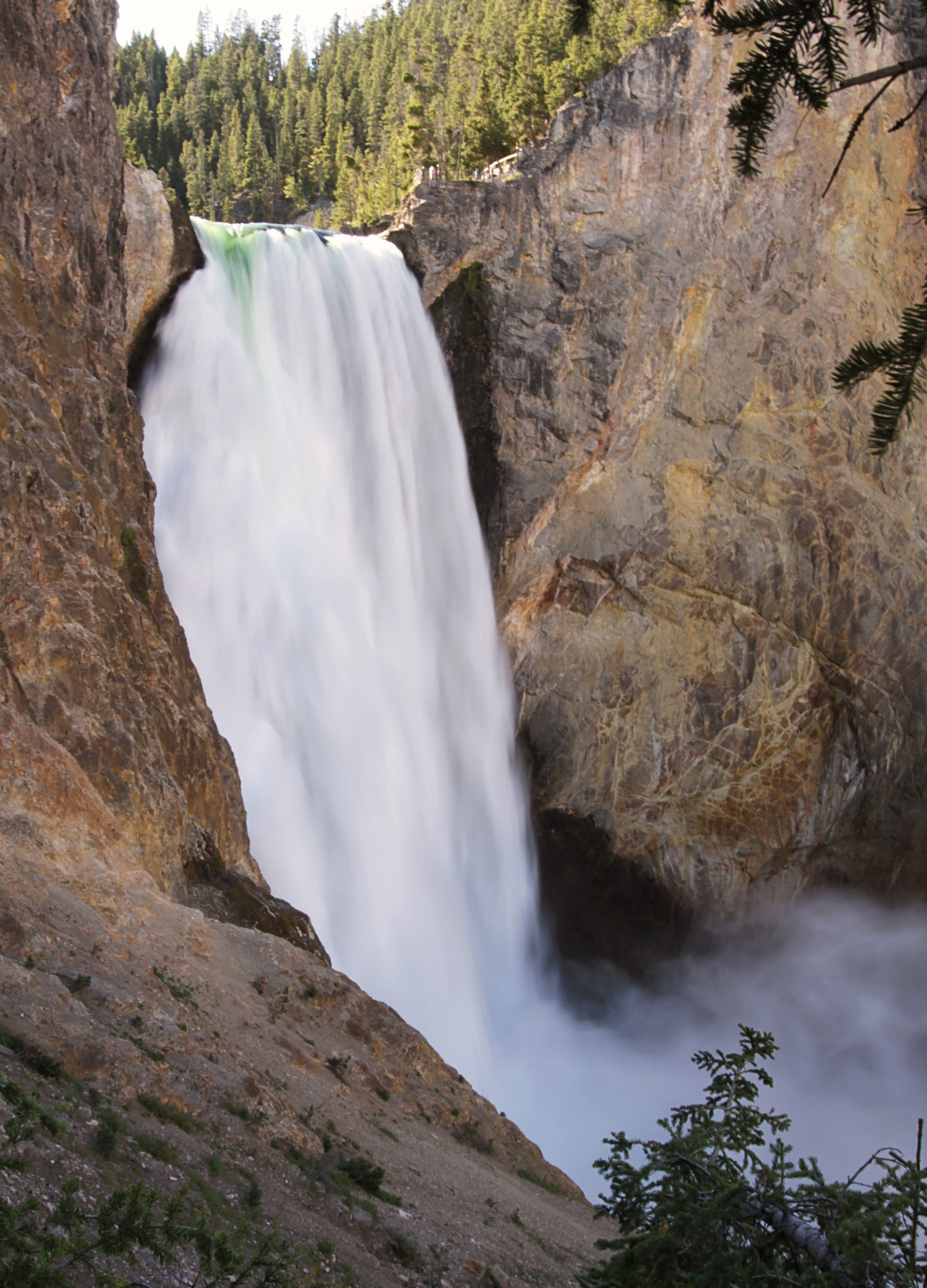 solid, beauty in nature, usa, non-urban scene, falling water, power, power in nature, flowing, scenic, flowing water, 2K, long exposure, yellowstone national park, Phone HD Wallpaper