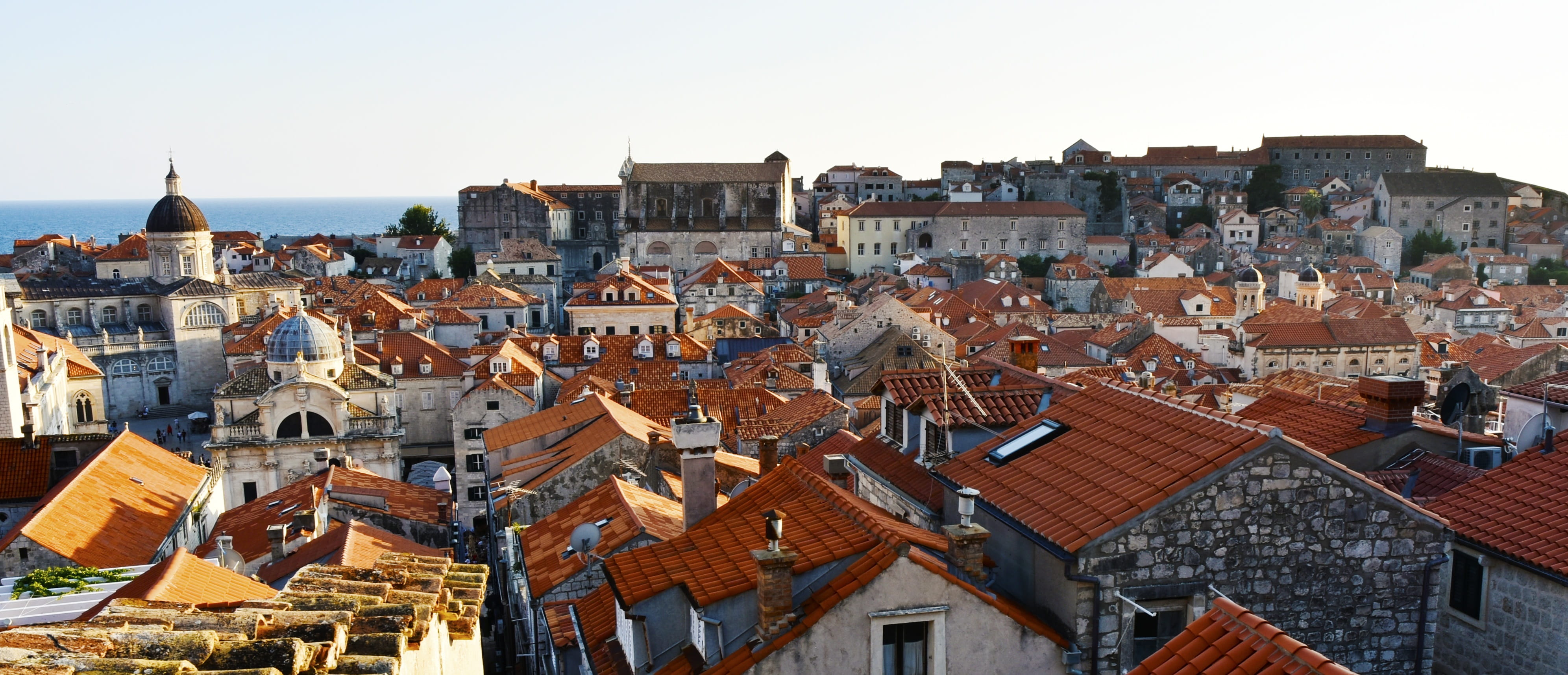 tourism, built structure, crowded, dubrovnik, gothic style, residential district, evening panorama, roof tile, roofs, croatia, townscape, the past, roof, HD Wallpaper
