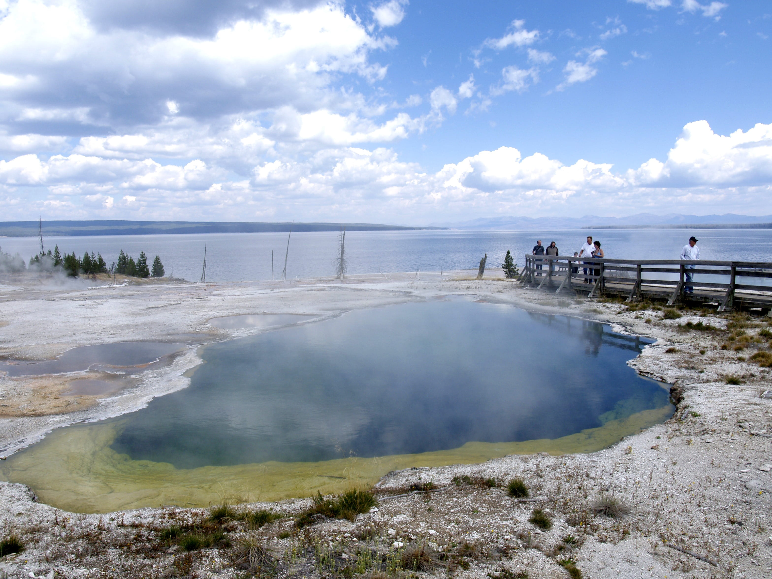 water, National, steam, tranquil scene, scenics - nature, yellowstone lake, Yellowstone, horizon over water, beach, sea, idyllic, volcano, beauty in nature, HD Wallpaper