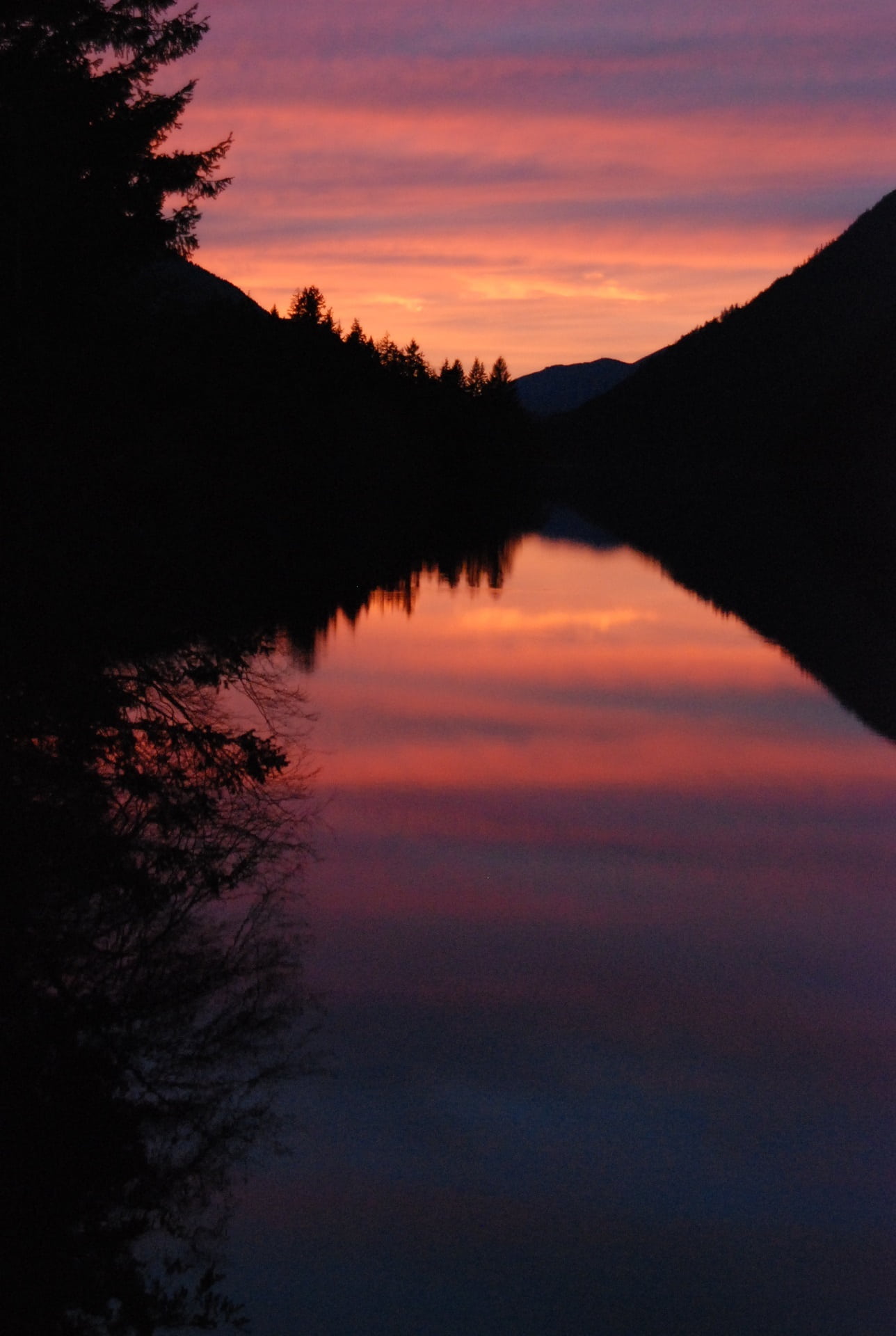 reflection, sky, evening, tranquility, colorful, calm, clouds, dusk, romantic sky, usa, idyllic, mountain, 1080P, water, scenic, washington, wilderness, Phone HD Wallpaper