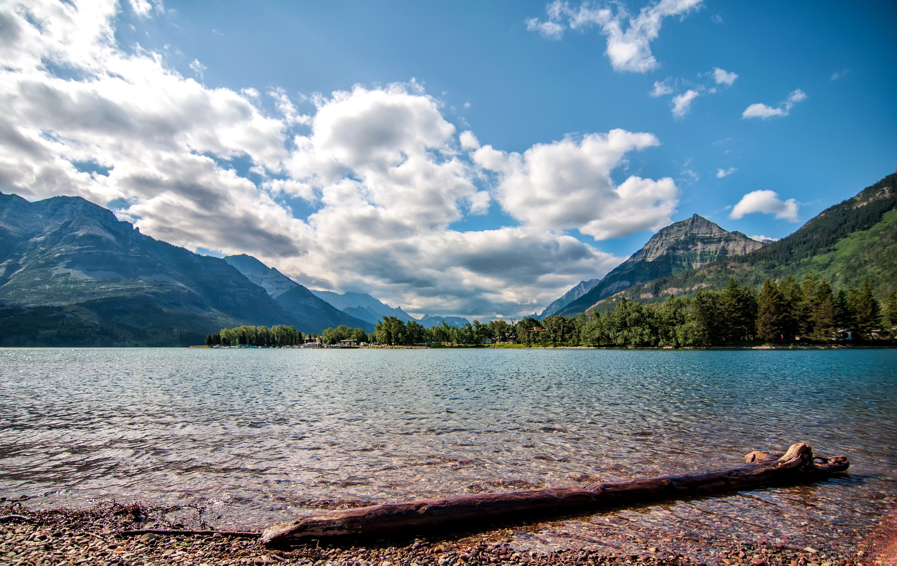 sky, waterton, scenery, parks, clouds, nature, mountains, canada, 2K, lake, lakes, HD Wallpaper