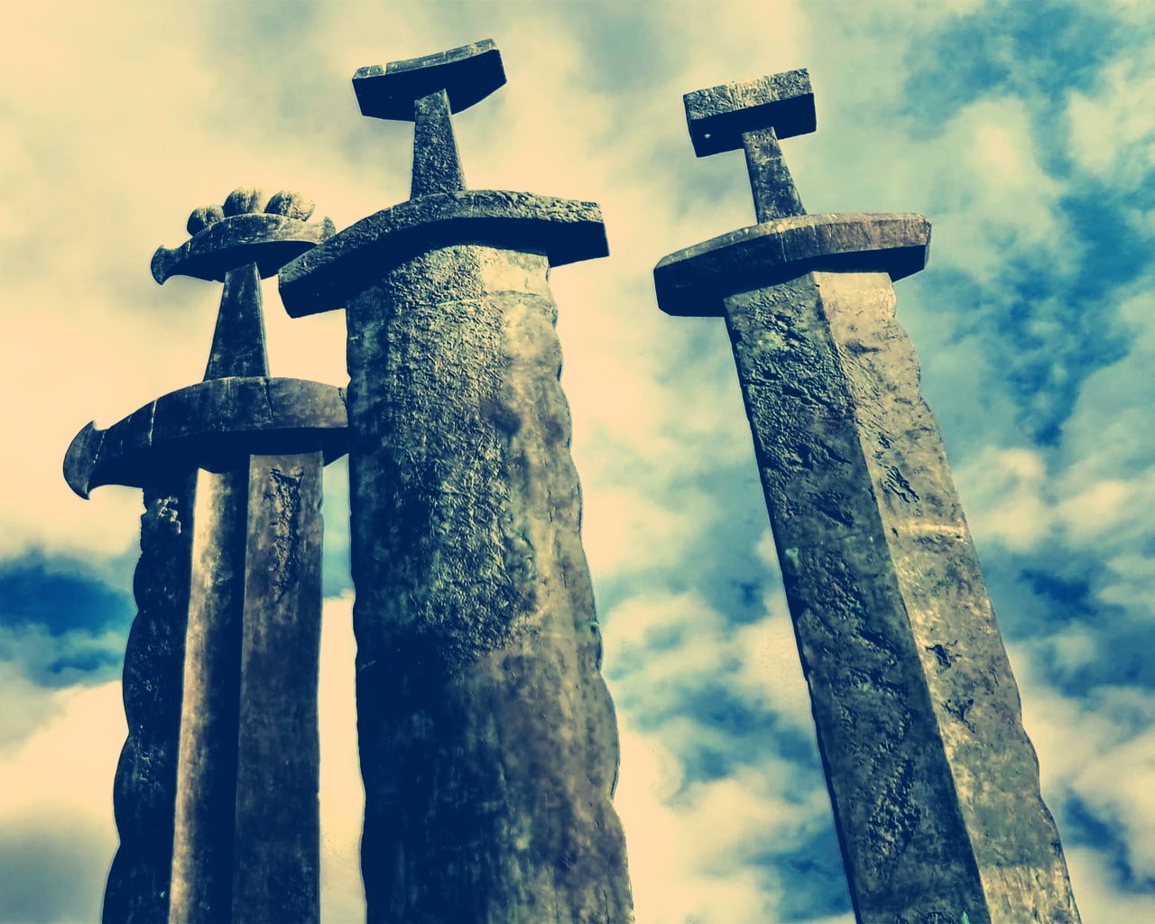 Hafrsfjord, Fritz Røed, sword, 720P, Sverd i fjell (Swords in rock), artwork, HD Wallpaper