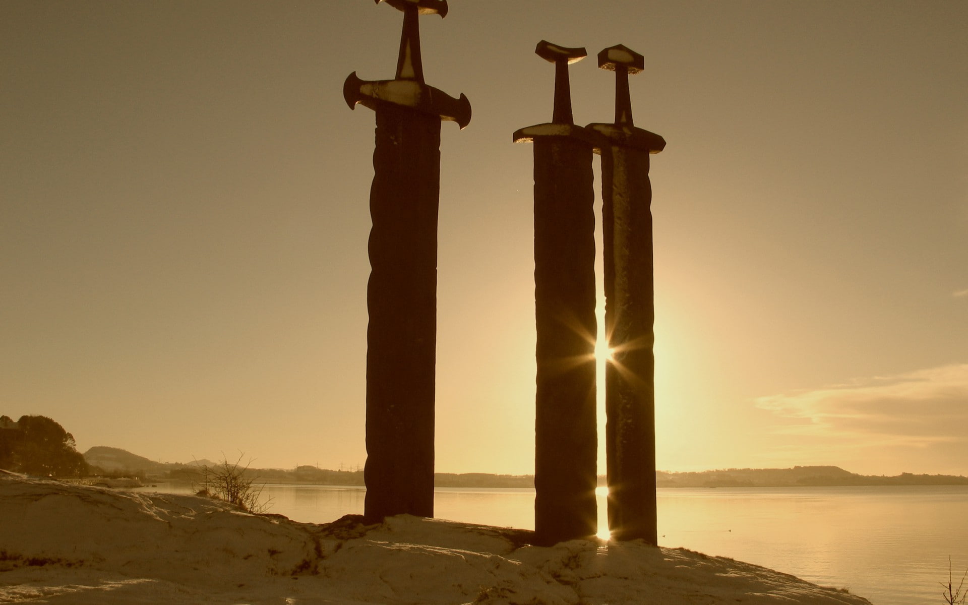 architecture, Ancient, Sverd i fjell (Swords in rock), 1080P, sky, sword, HD Wallpaper