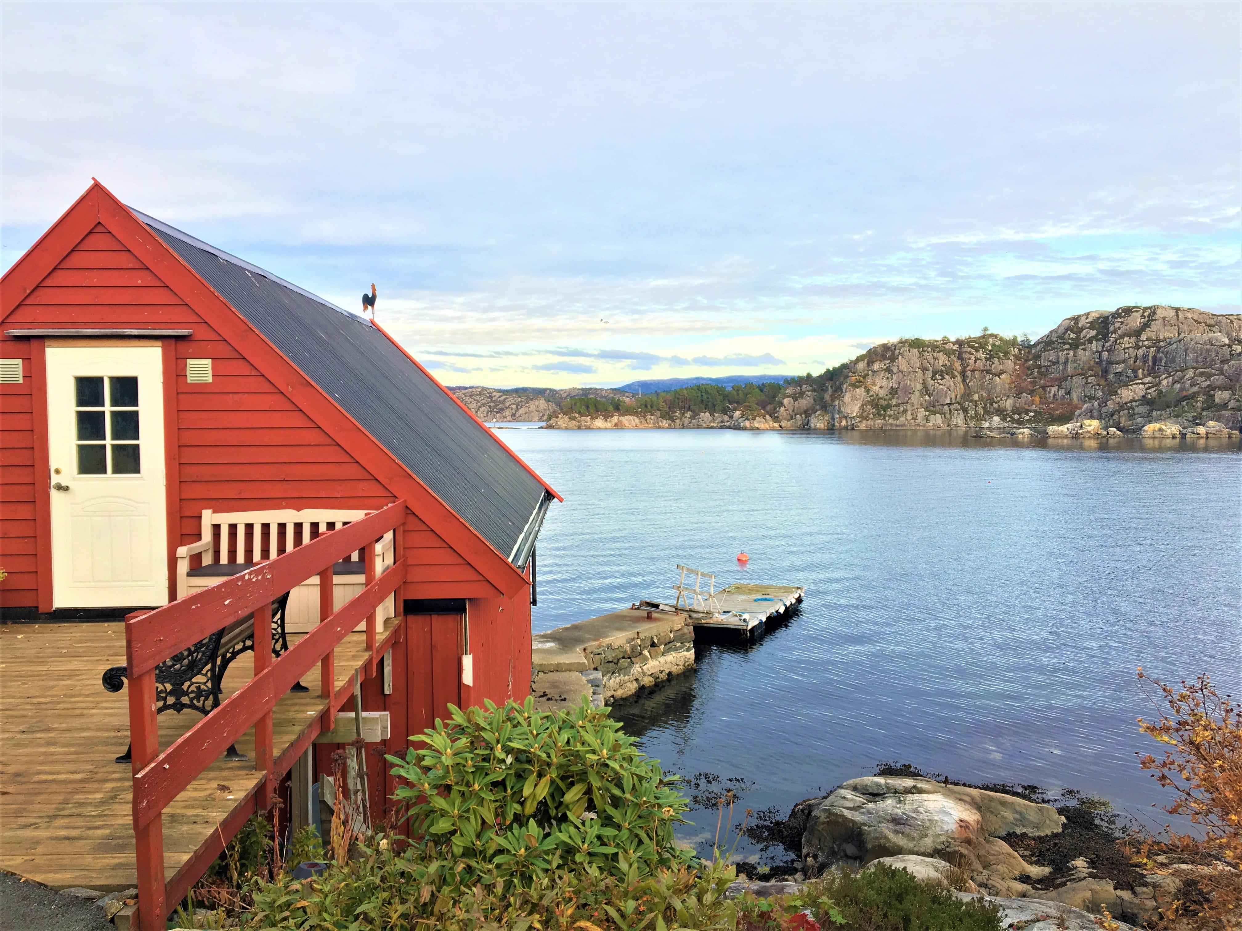 building, tranquil scene, beach, austevågen 47, house, sotra, plant, 4K, bergen, fjell, red house, beauty in nature, sky, no people, sea, nature, boathouse, HD Wallpaper