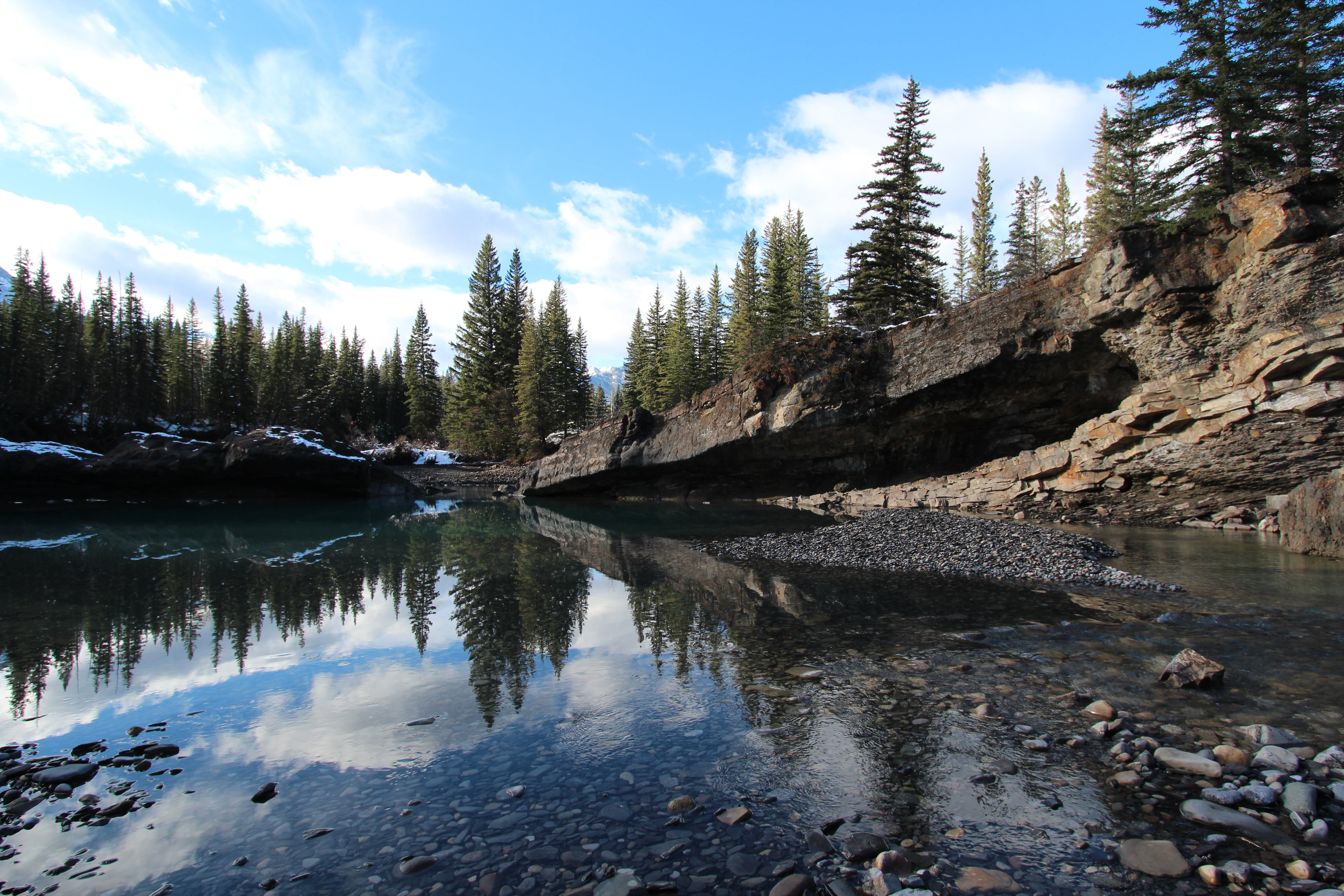 Widow  maker, river, sky, blue, water, fall, rock - Object, 5K, tree, forest, landscape, nature, outdoors, beauty In Nature, near, trees, Alberta, Widow maker, HD Wallpaper