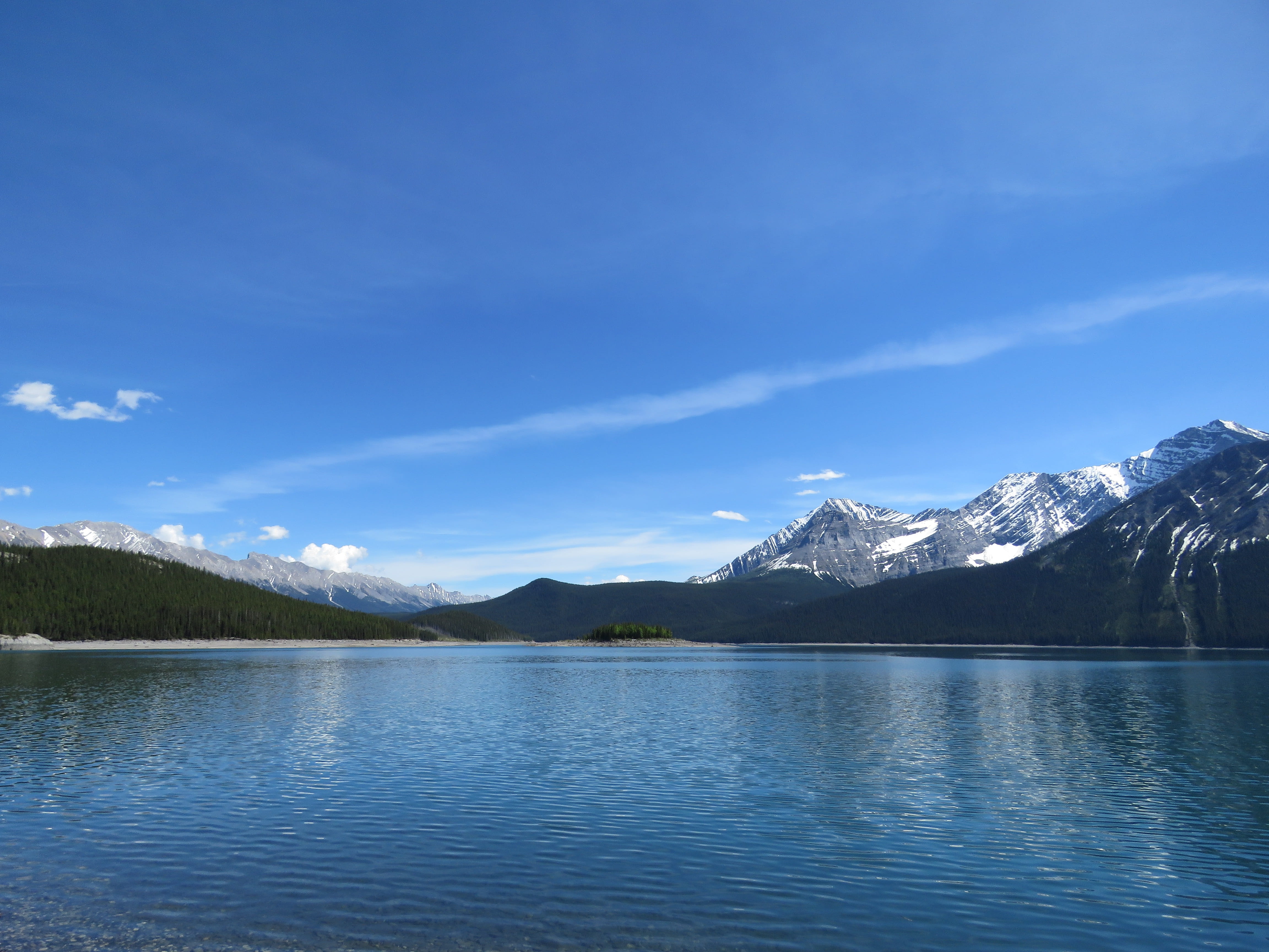 day, scenery, rocky, peaceful, alberta, upper, tranquil scene, tree, snow, landscape, mountain peak, formation, mountain, scenics, cloud - sky, non-urban scene, HD Wallpaper