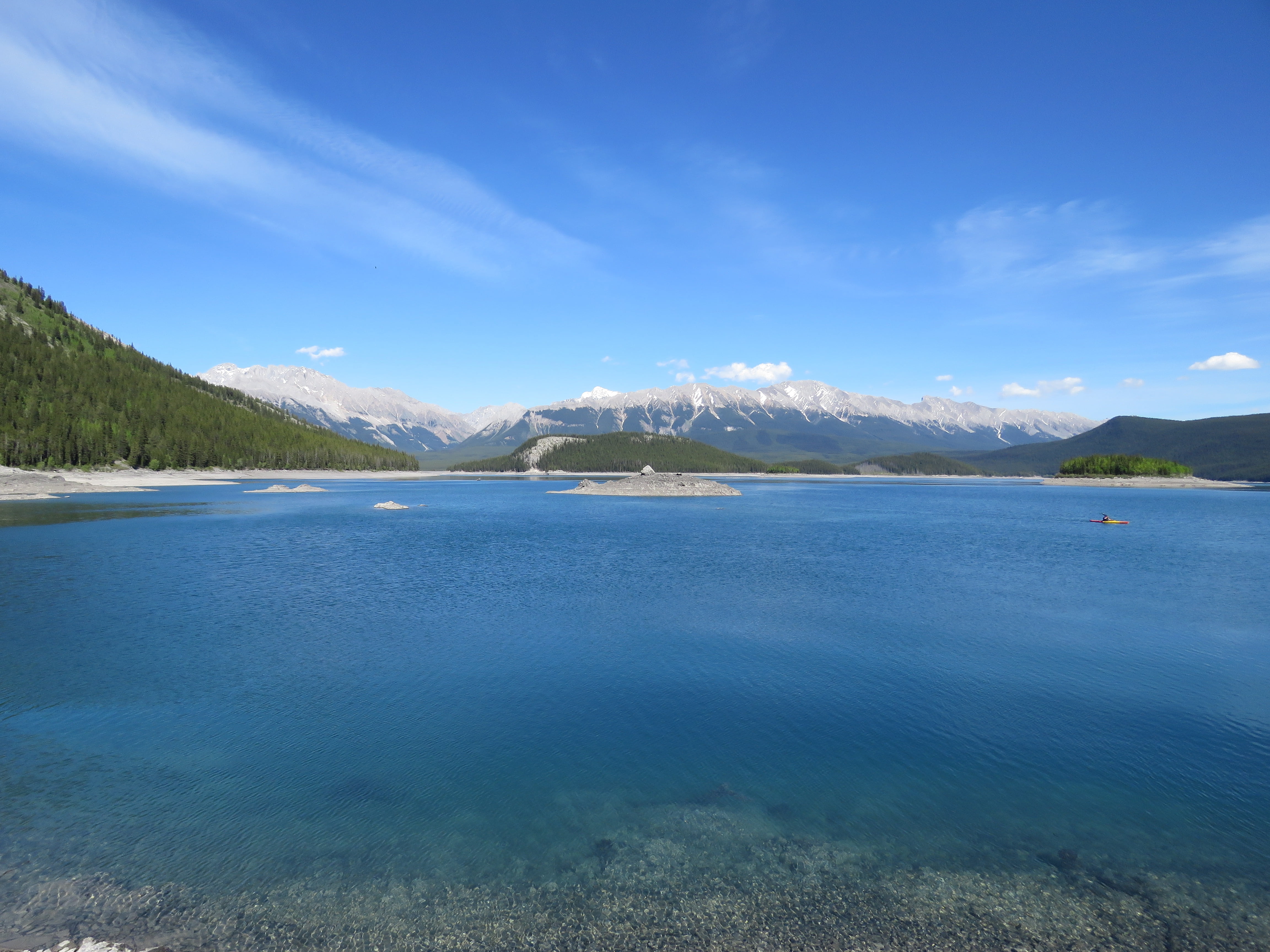 rockie, nature, idyllic, turquoise colored, landscape, upper kananaskis lake, tranquil scene, sky, 4K, mountains, natural, wilderness, scenery, mountain, HD Wallpaper