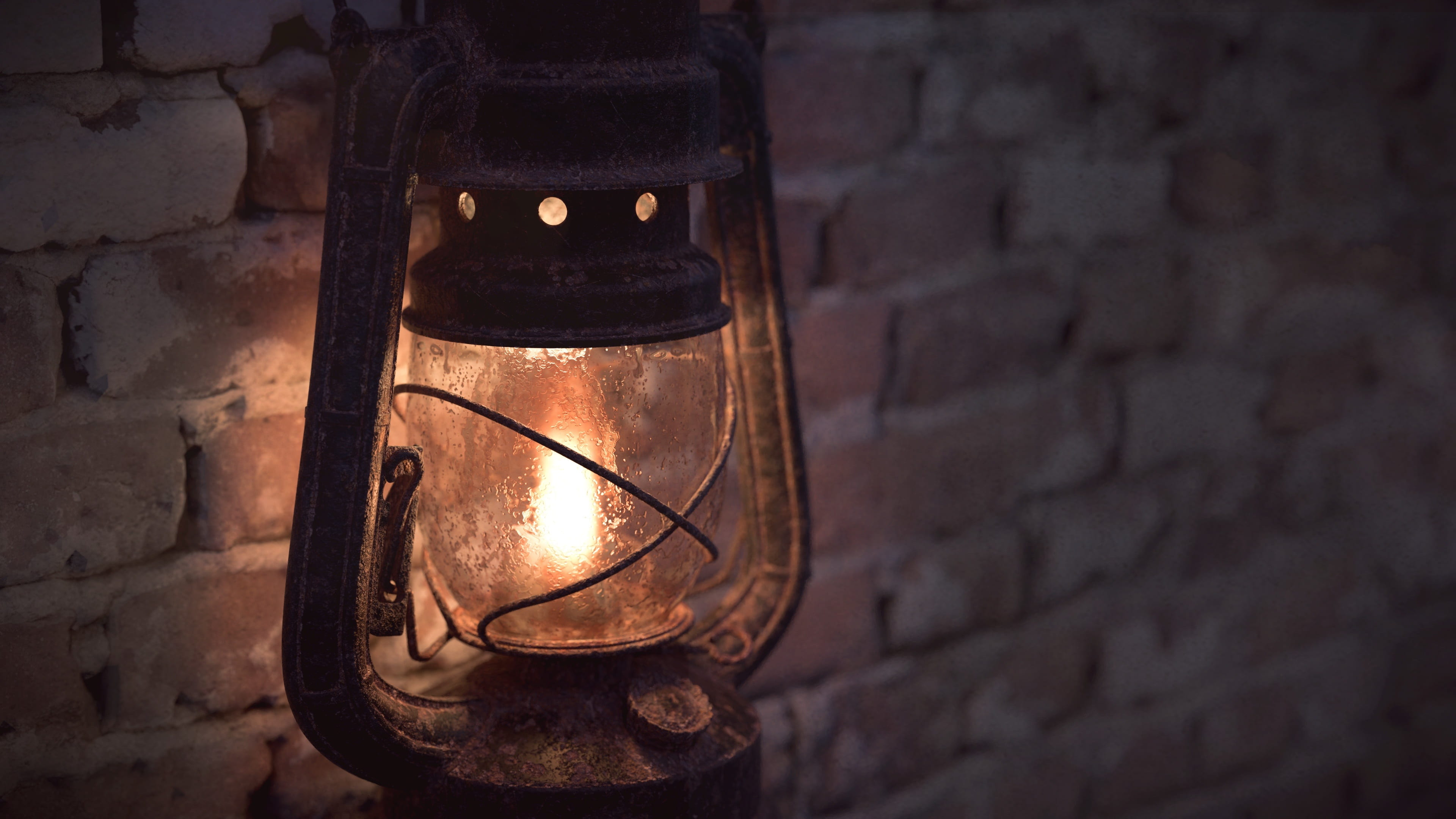 gray, technology, illumination, beside, light bulb, indoors, vintage, lighting equipment, electricity, light, brick wall, electric lamp, lamp, illuminated, HD Wallpaper