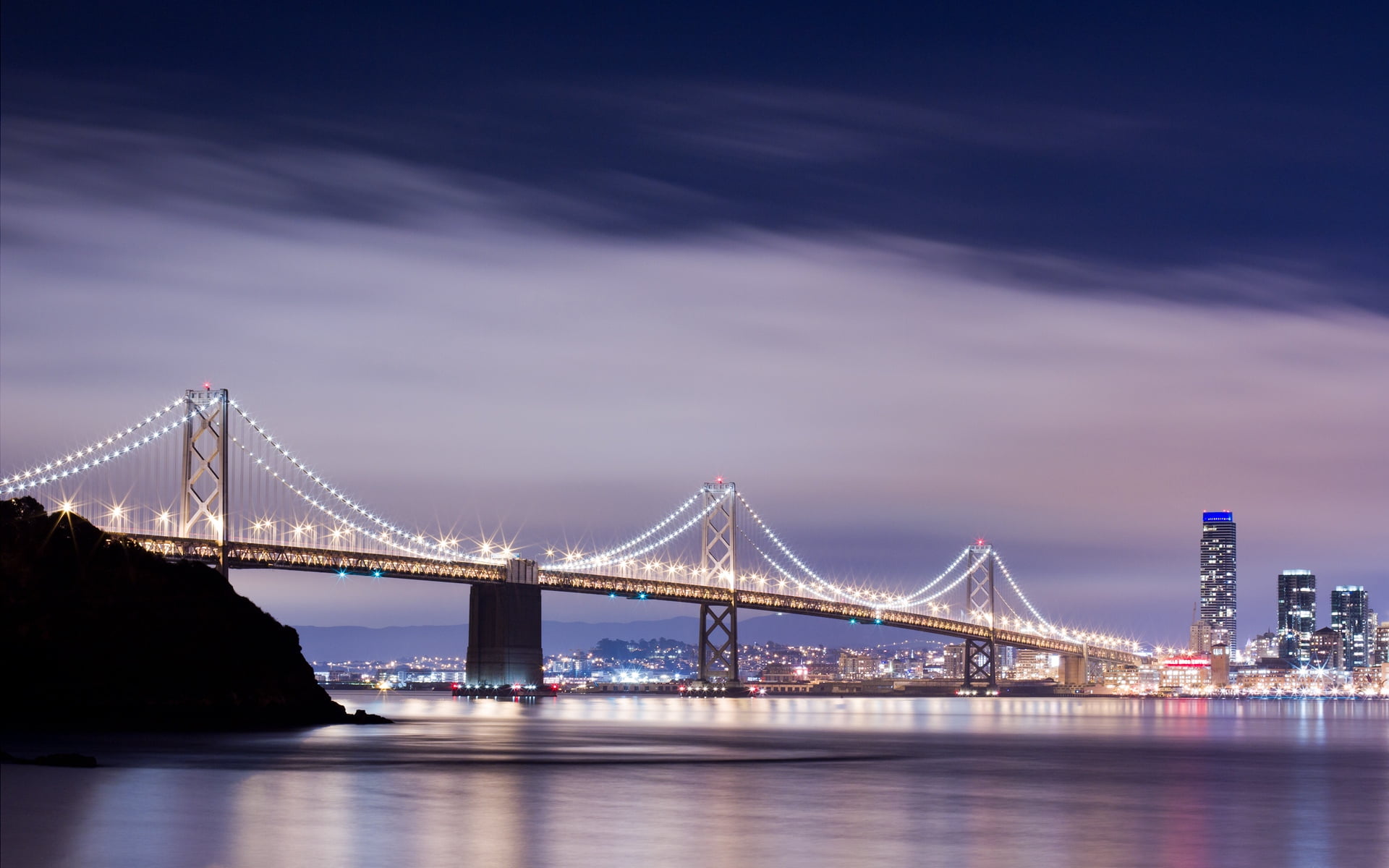 sunset, connection, built Structure, brooklyn, odaiba, sky, san francisco, skyscraper, sea, new, international Landmark, bridge - Man Made Structure, blue, HD Wallpaper