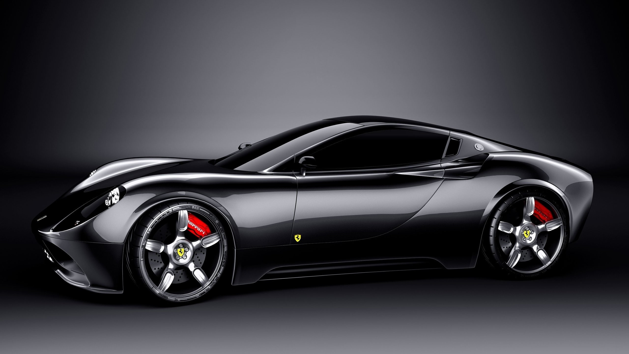 motor vehicle, sports car, metal, luxury, wealth, mode of transportation, sport, land vehicle, 2K, Ferrari, black background, modern, transportation, silver colored, HD Wallpaper