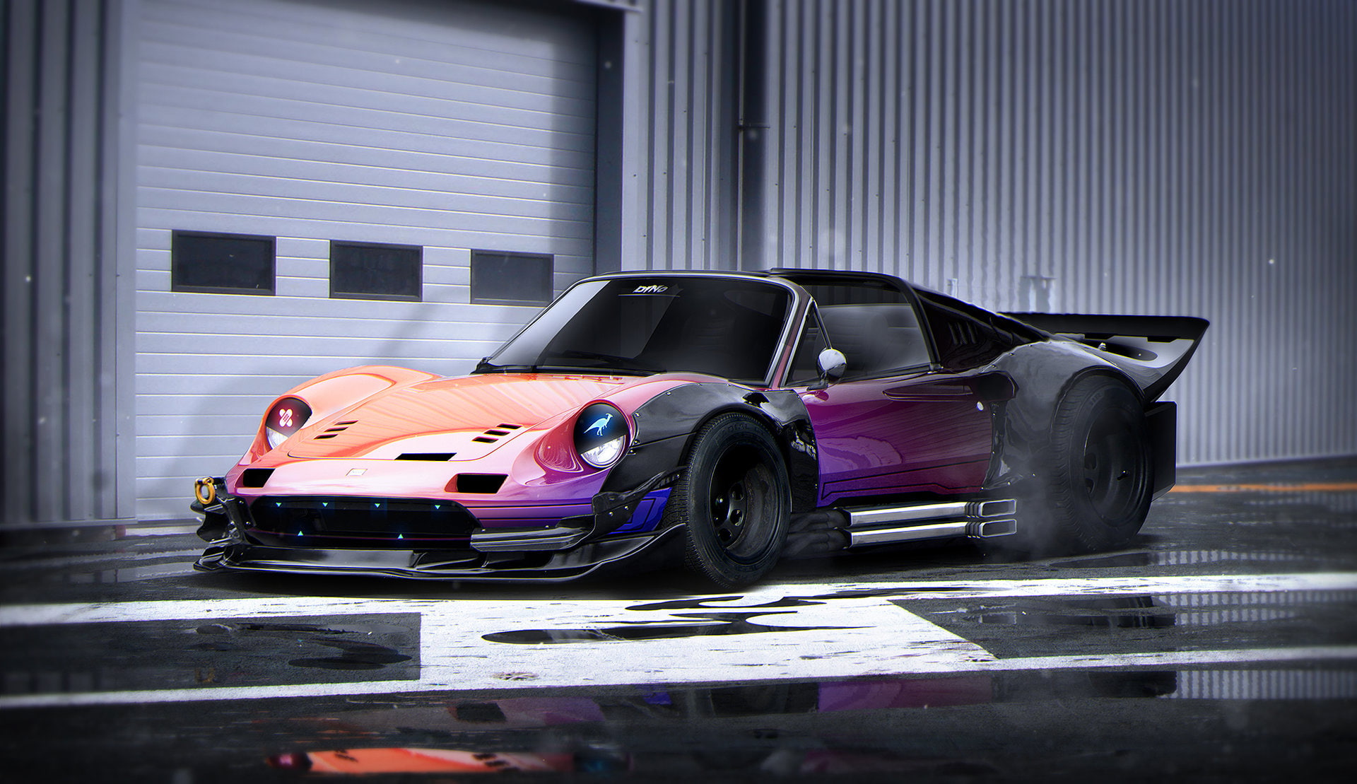 built structure, competition, luxury, Tuning, 1080P, sport, outdoors, motor vehicle, transportation, Future, architecture, 246, auto racing, coupe, Ferrari, HD Wallpaper