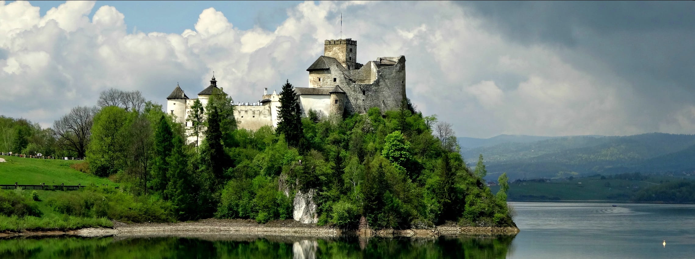 landscape, architecture And Buildings, mountain, built structure, waterfront, river, the past, Niedzica, nature, europe, 1080P, day, scenics, travel Locations, HD Wallpaper