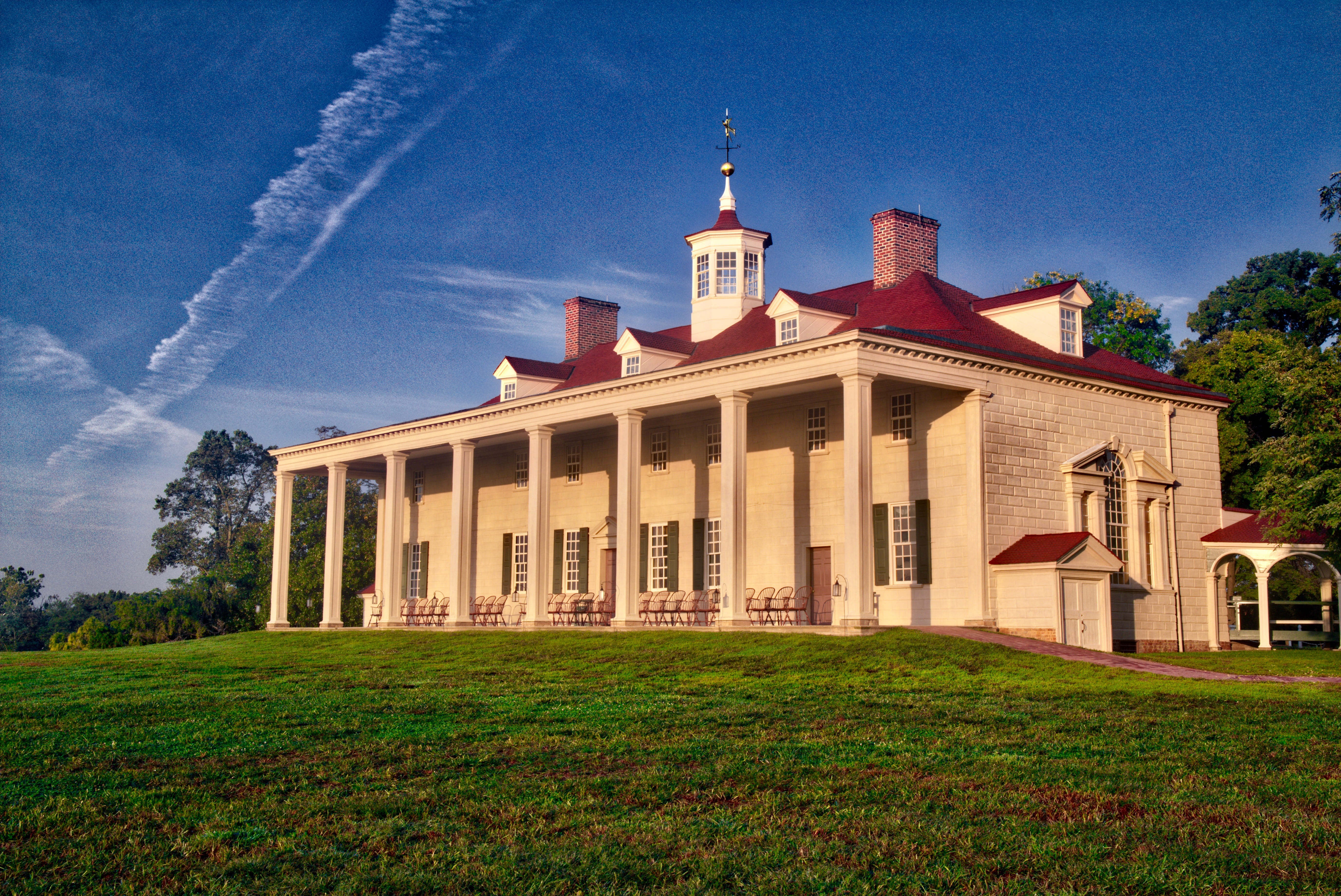 sky, mansion, travel, tree, grass, history, united states, tower, home, tourism, mount vernon, building, building exterior, built structure, nature, green color, HD Wallpaper