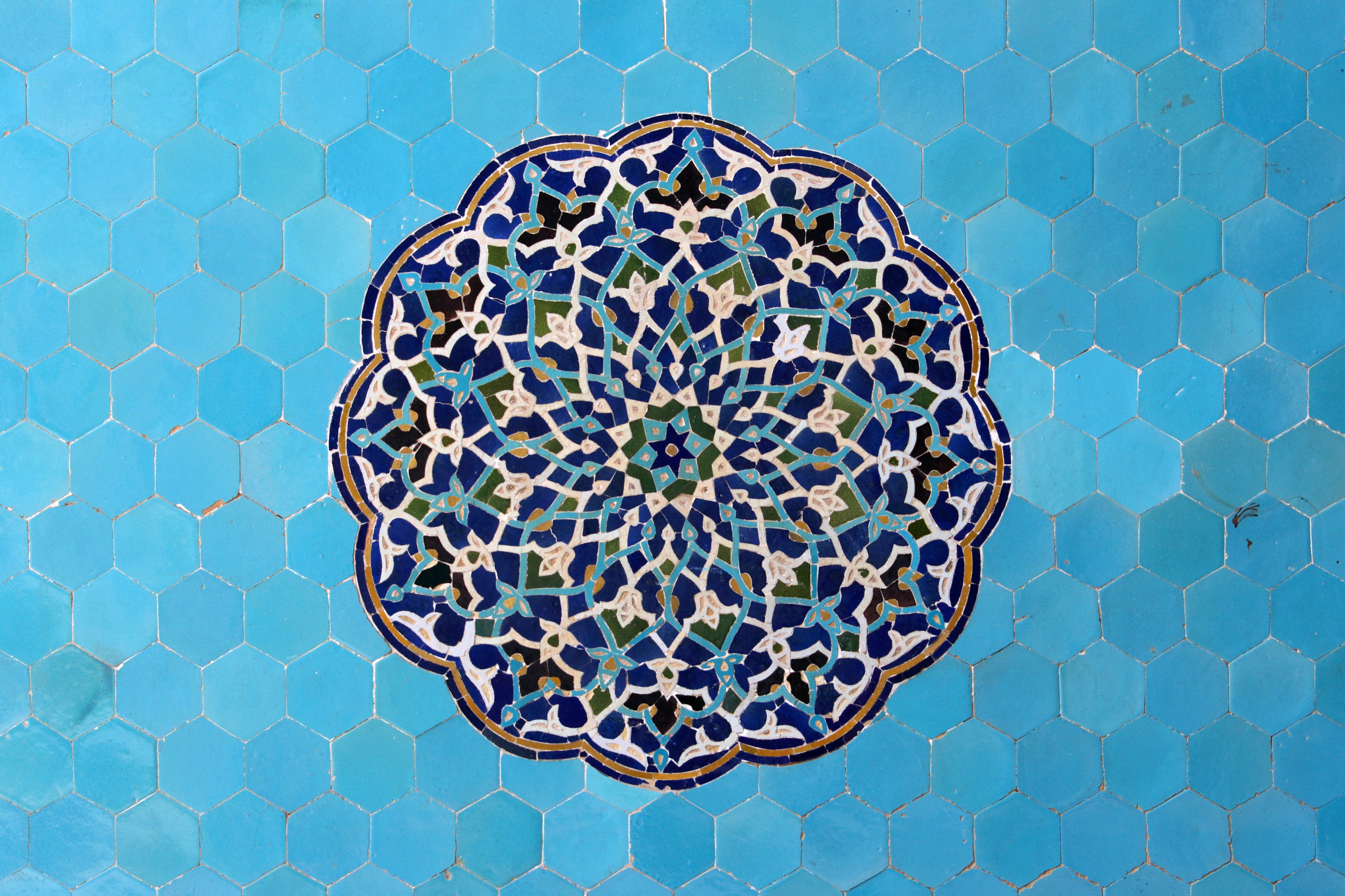 blue, 2K, Iran, pattern, tile, HD Wallpaper