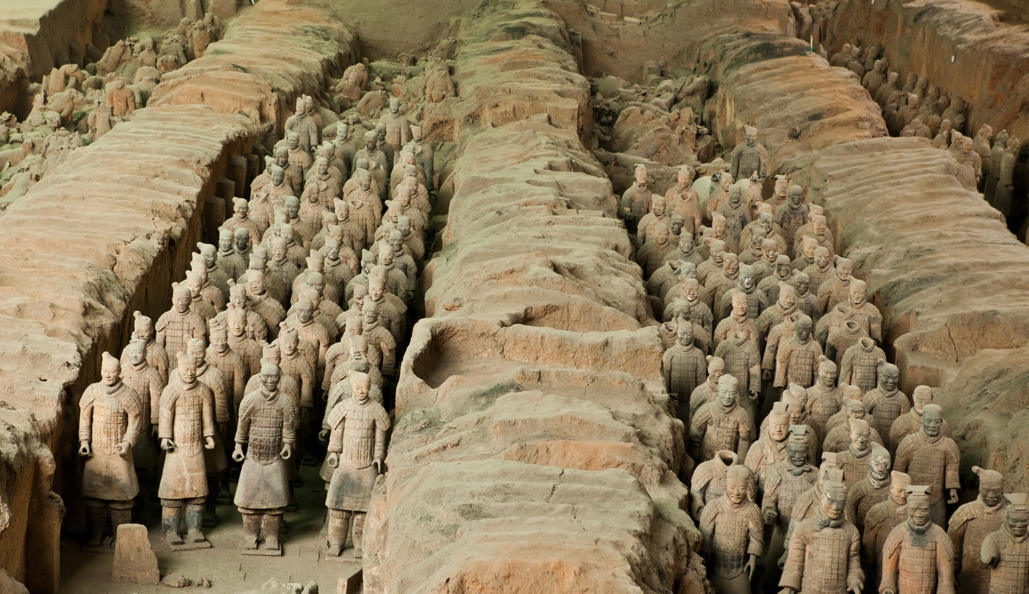 China, army, day, rock - object, travel destinations, rock, solid, nature, arrangement, in a row, no people, pattern, The terracotta army, history, sunlight, HD Wallpaper