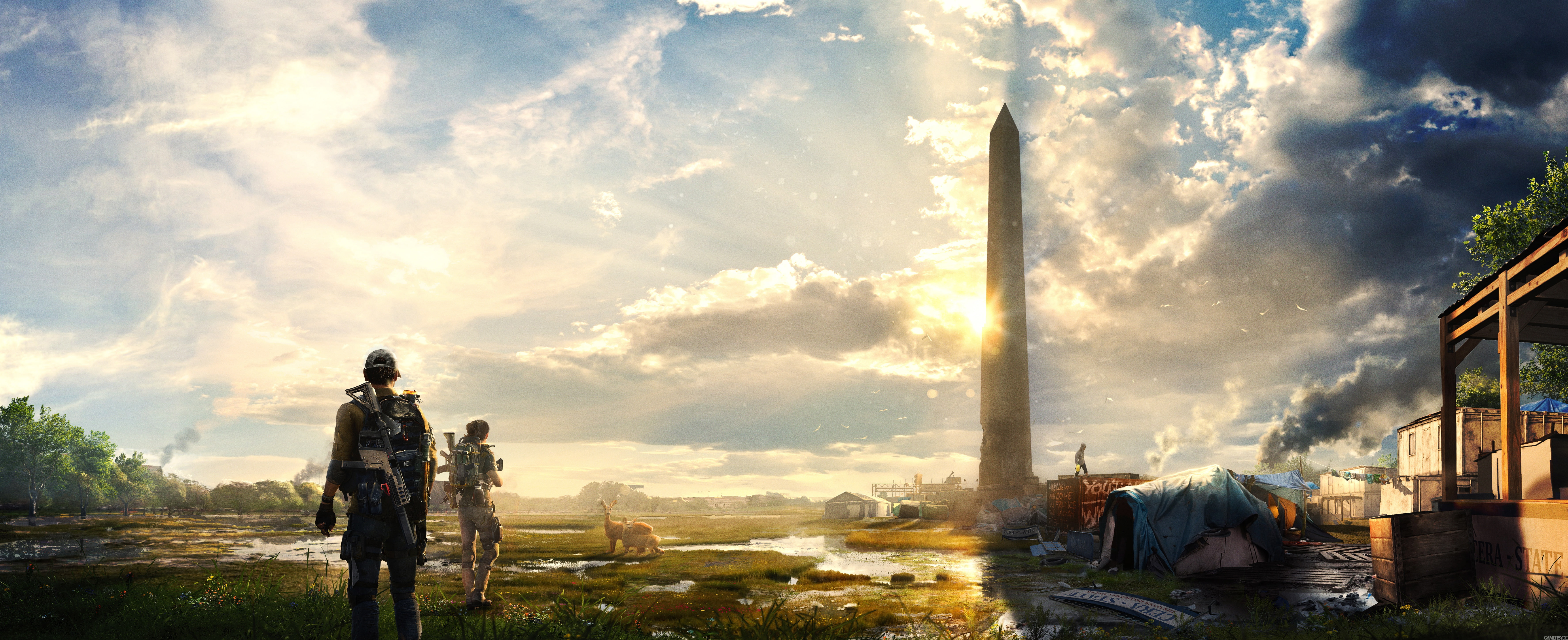 Washington, soldiers, The Division 2, art, 5K, agents, the city, Tom Clancys The Division 2, HD Wallpaper