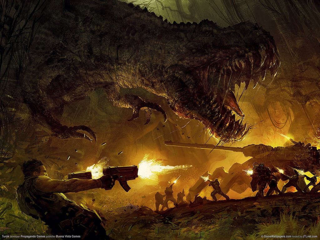 war, video, gears of war, 480P, Man Vs Dino, dino, games, Dino planet, art, gears, Turok, planet, hd, HD Wallpaper