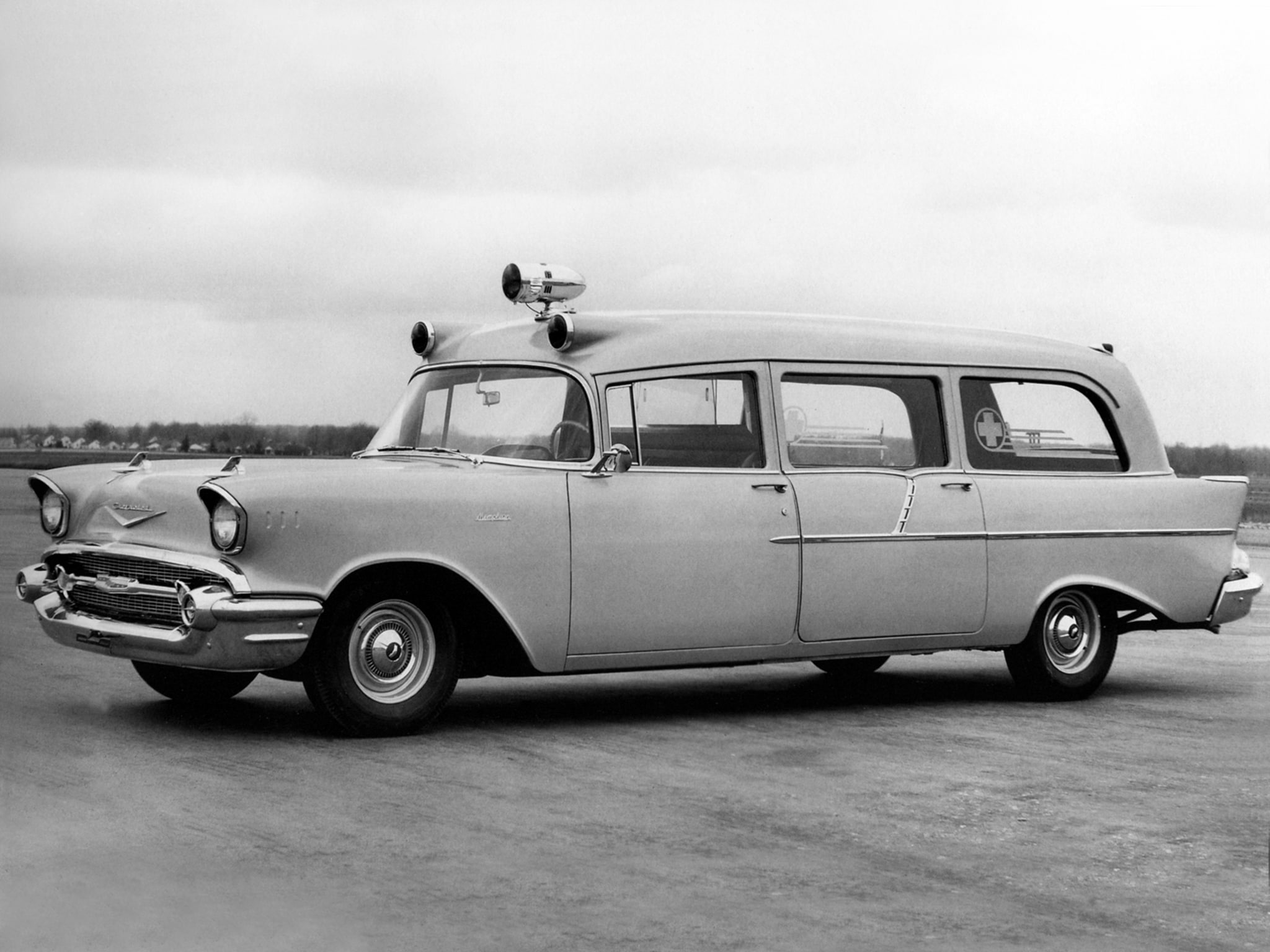 1080P, 1957, stationwagon, chevrolet, retro, memphian, emergency, ambulance, HD Wallpaper